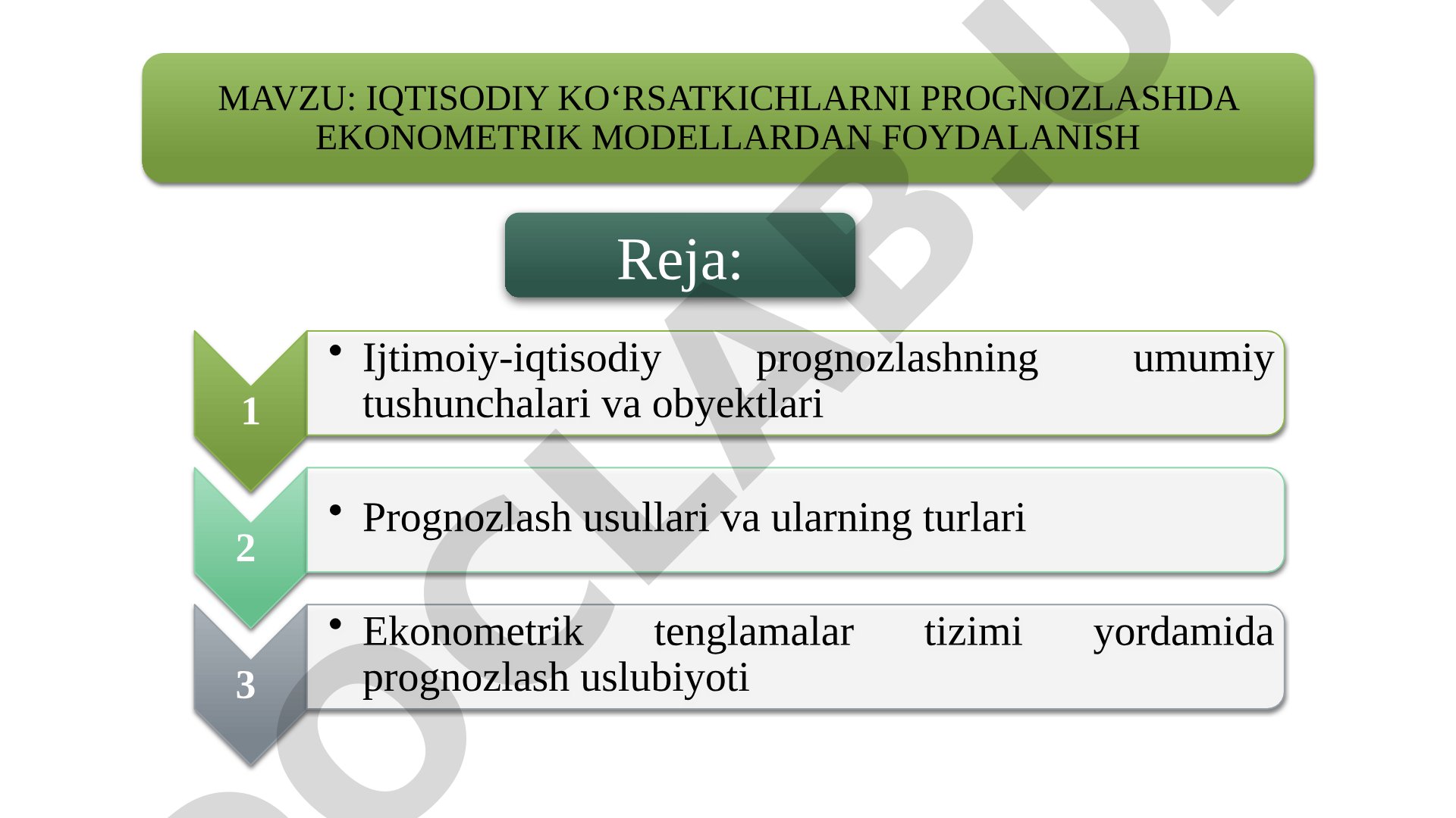 Ekonometrik modellar taqdimoti
