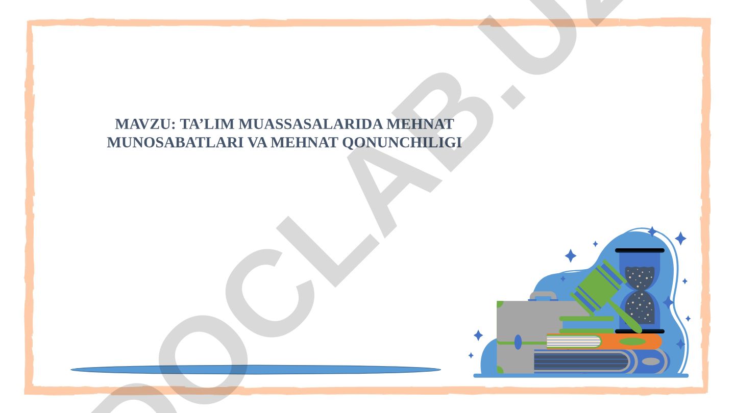 Ta’lim muassasalarida mehnat munosabatlari va mehnat qonunchiligi