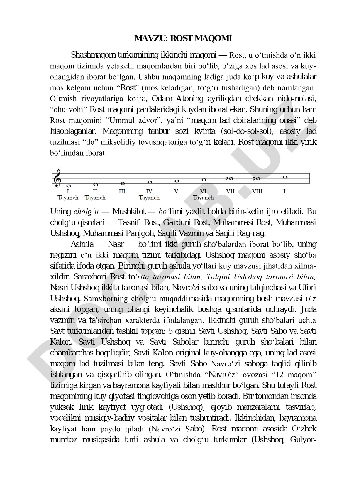 Rost maqomi Shashmaqom turkumining ikkinchi maqomi
