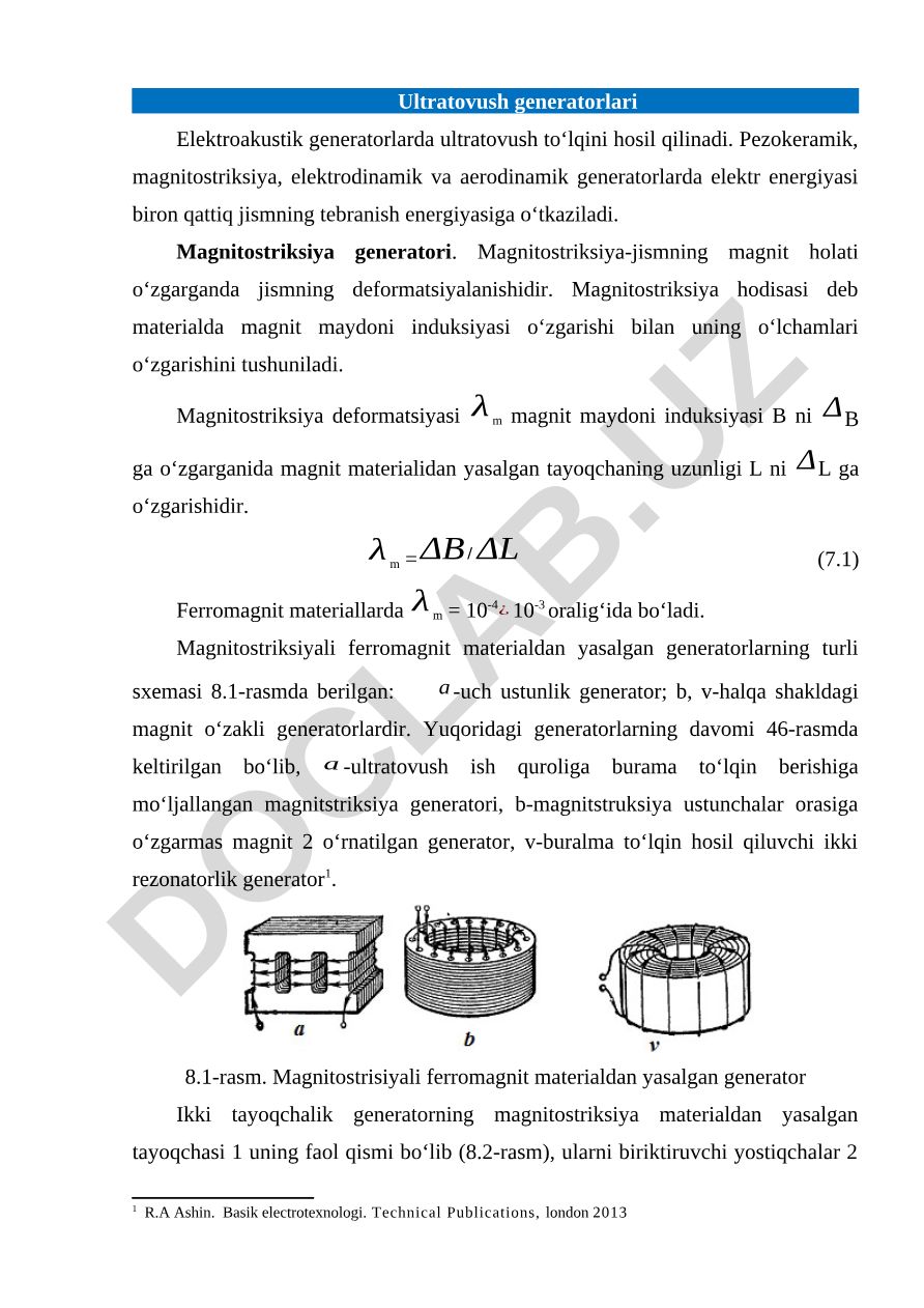 Ultratovush generatorlari va magnitostriksiya hodisasi