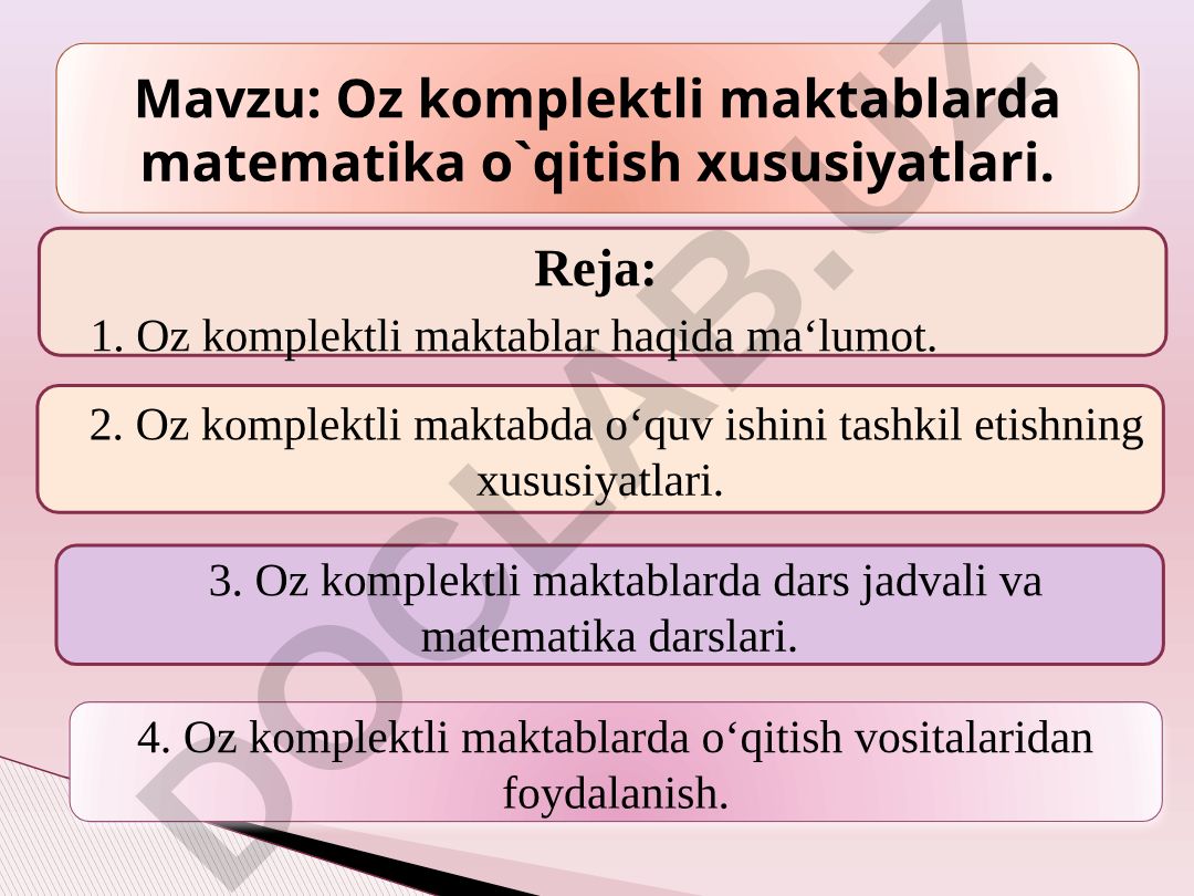 Oz komplektli maktablarda matematika o'qitish xususiyatlari