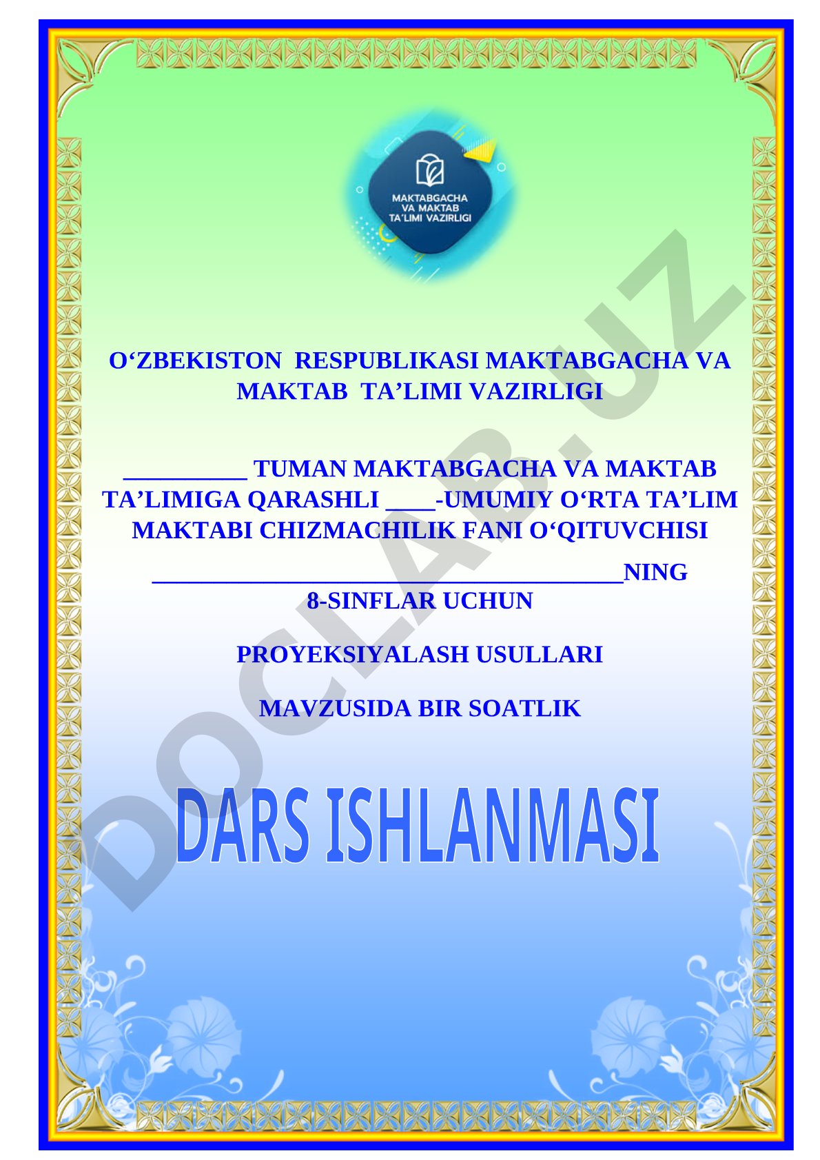 Chizmachilik dars ishlanmasi