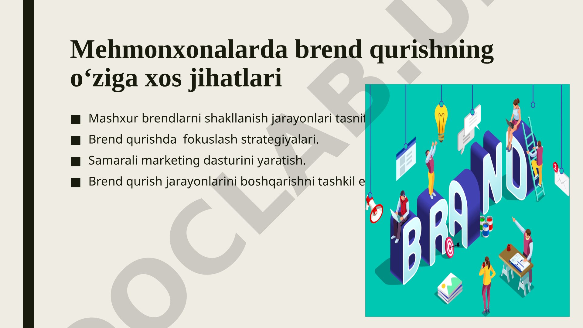 Mehmonxona brend qurish taqdimoti