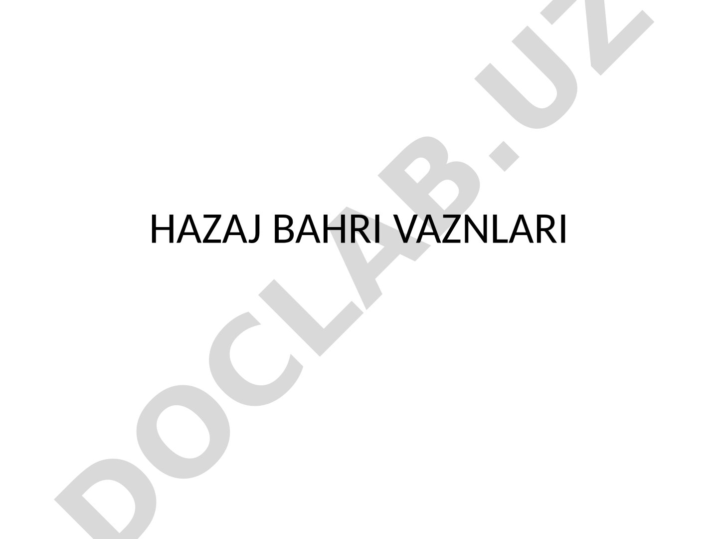 Aruz vazni zihoflar taqdimoti