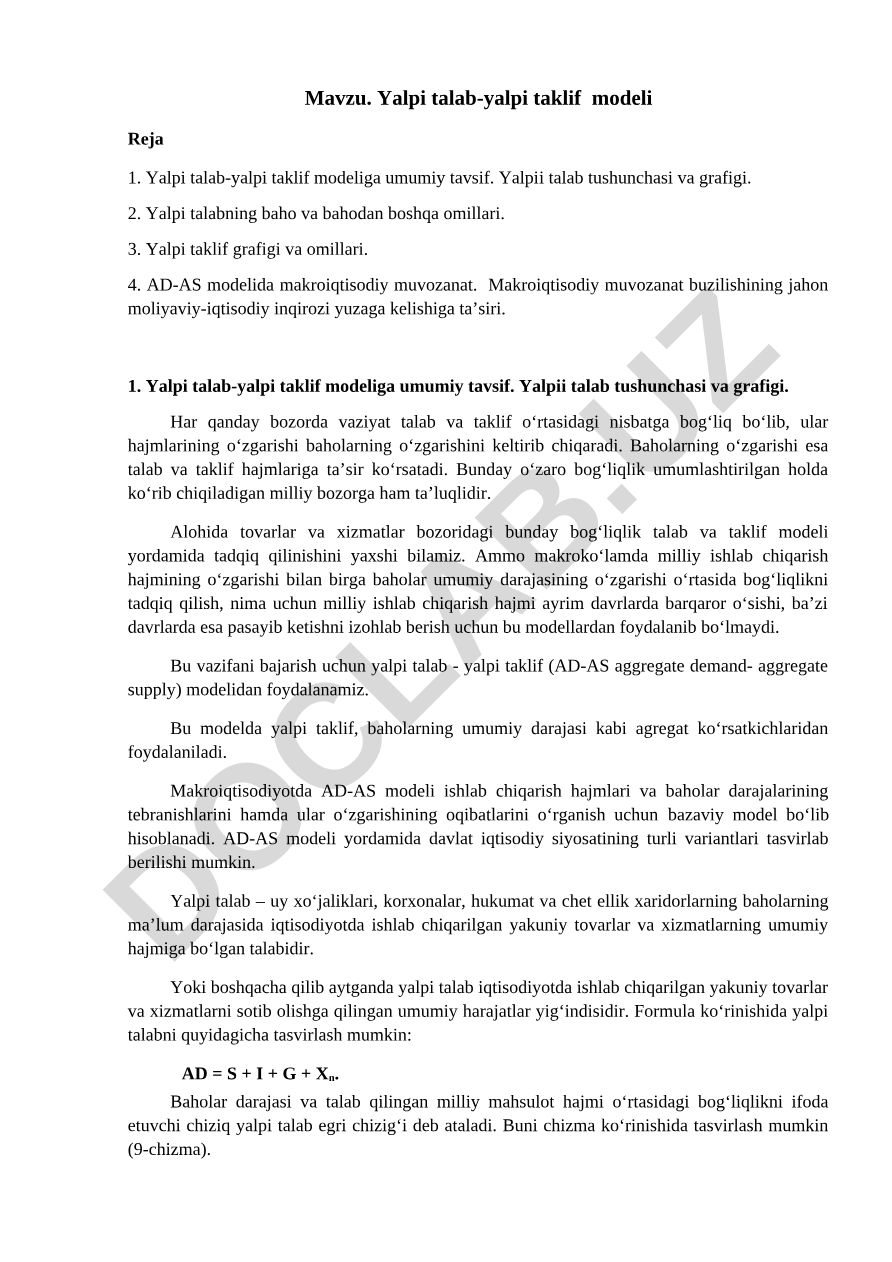 Yalpi talab-yalpi taklif modeli