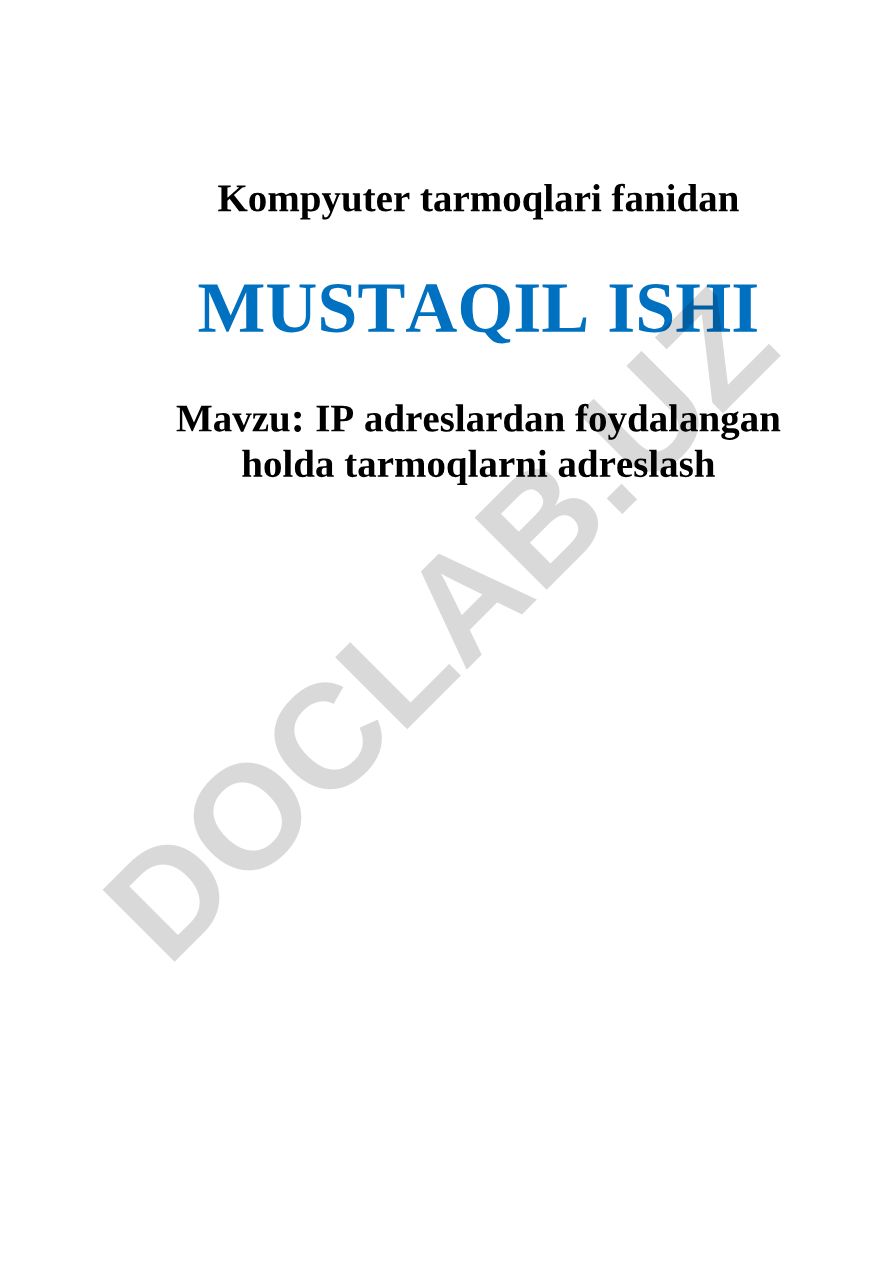 IP adreslardan foydalangan holda tarmoqlarni adreslash