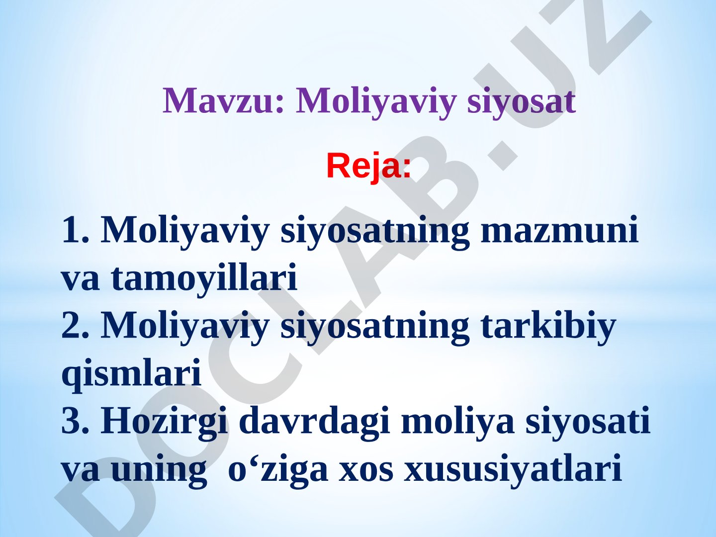Moliyaviy siyosat taqdimoti
