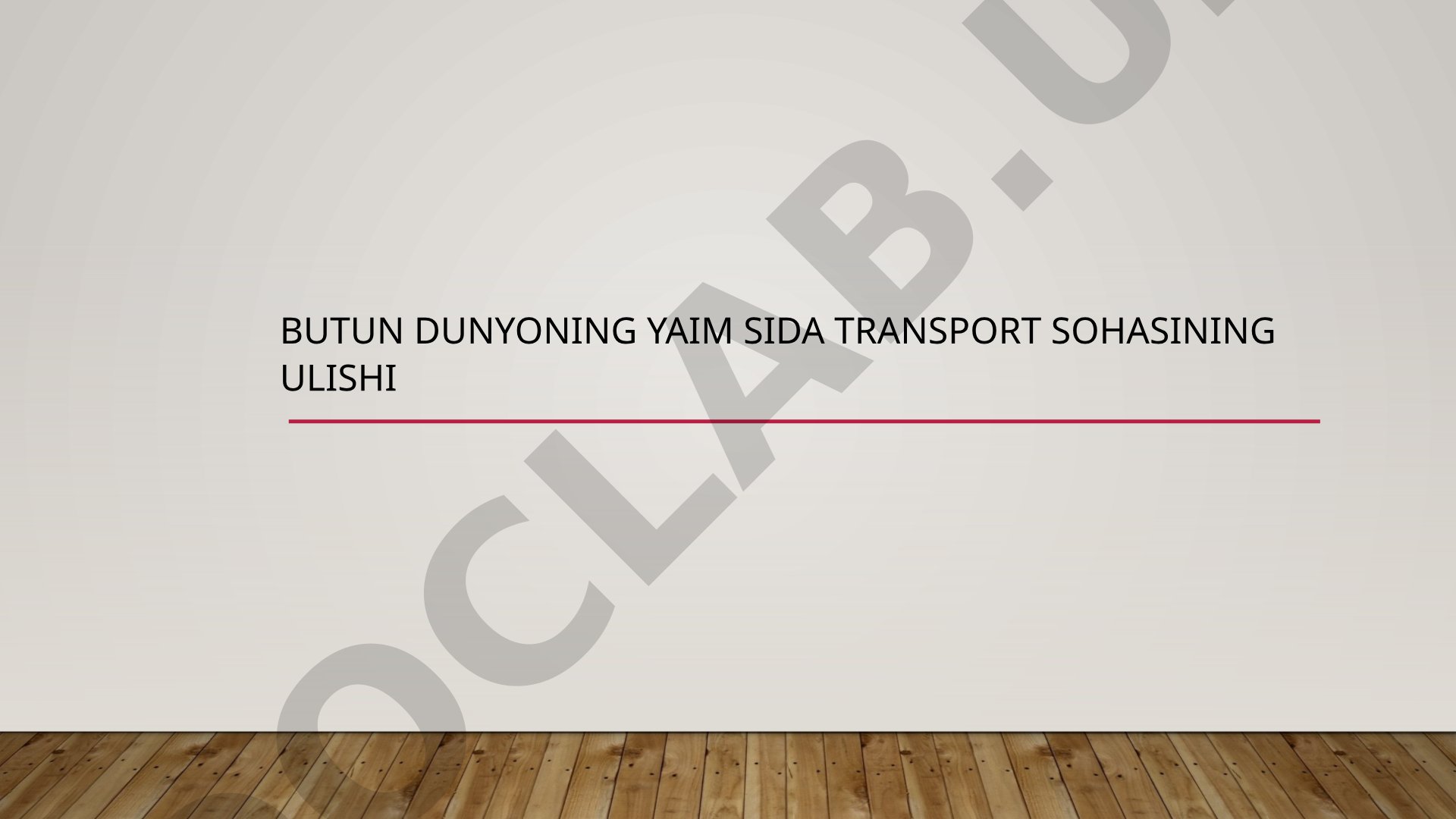 Transport sohasi YaIM tahlili taqdimoti