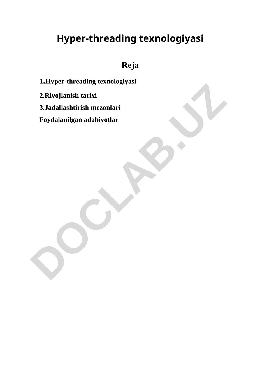 Hyper-threading texnologiyasi
