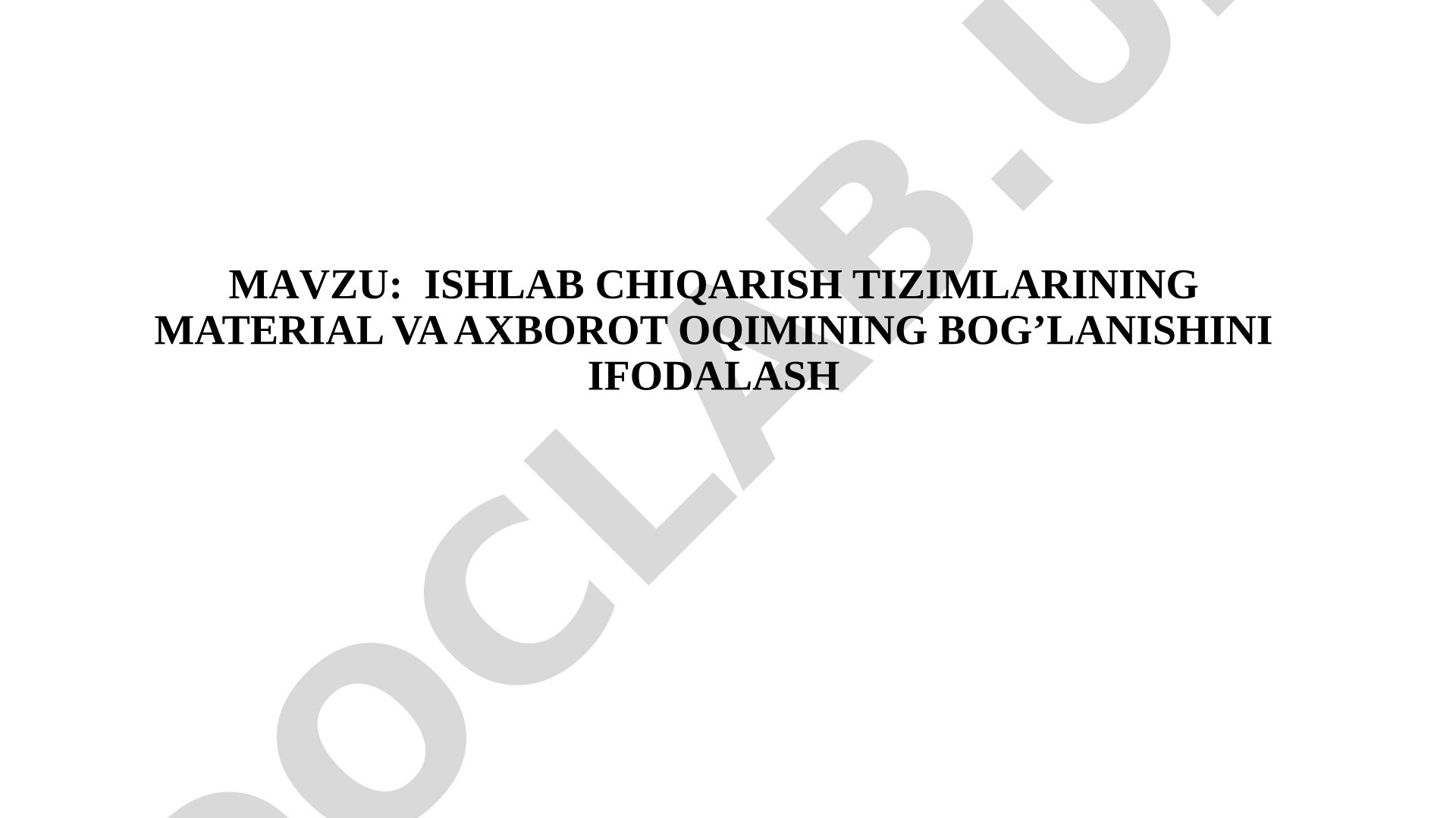 Material va axborot oqimlari taqdimoti