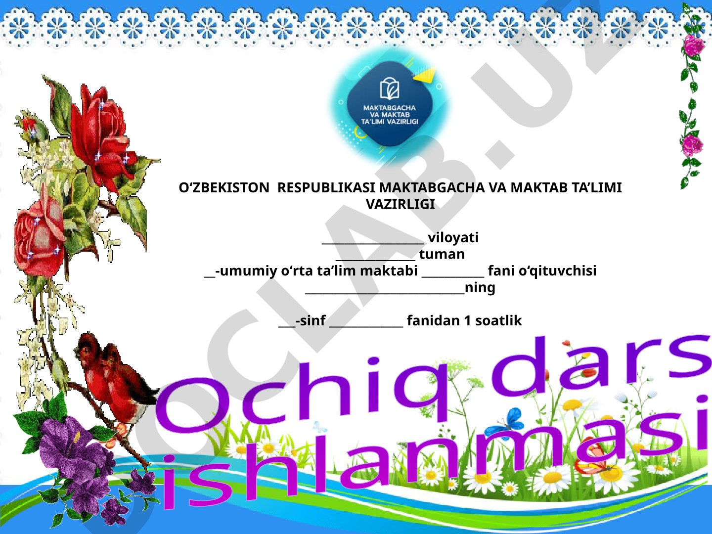 Matematika fanidan dars ishlanmasi