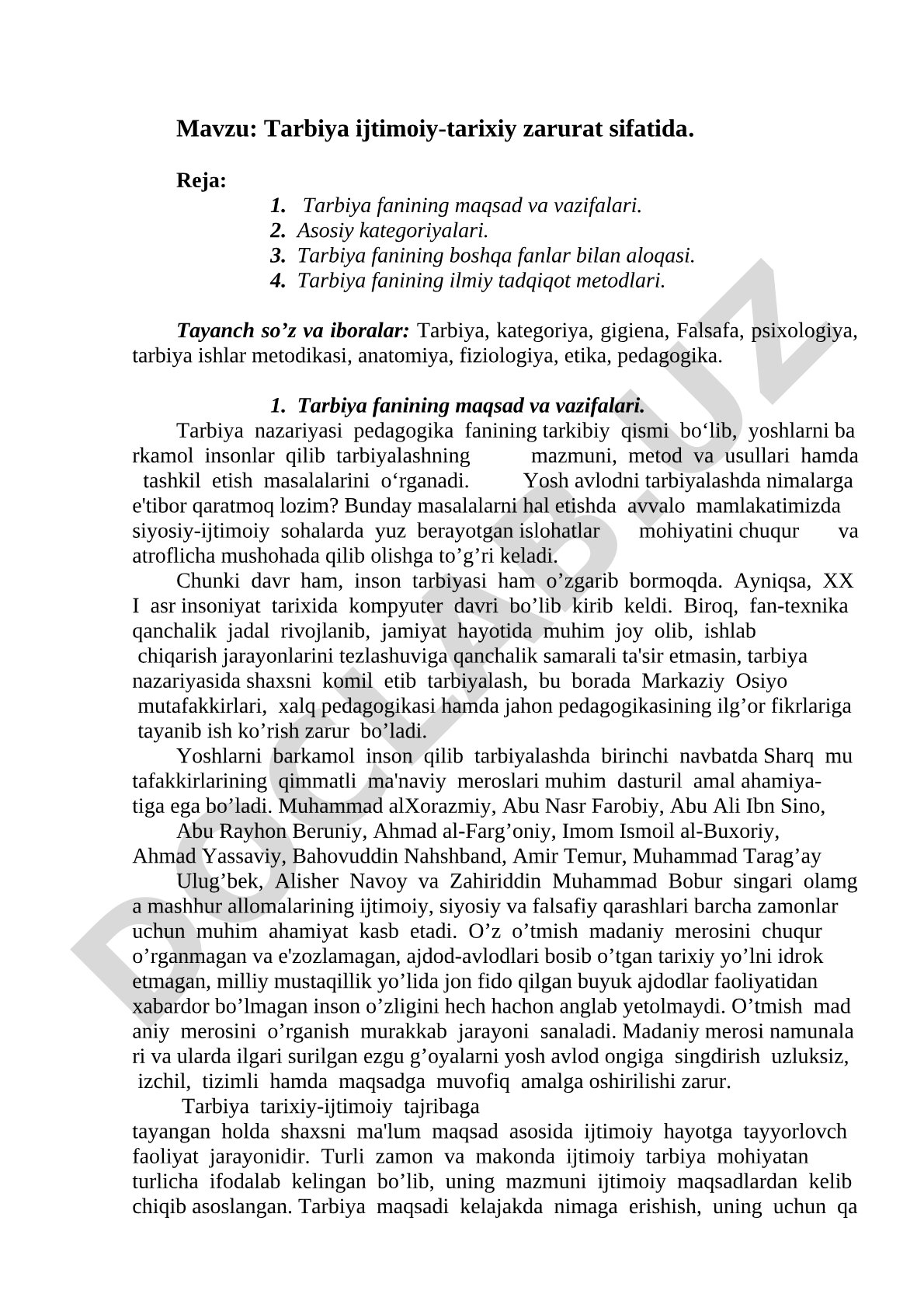 Tarbiya ijtimoiy-tarixiy zarurat sifatida