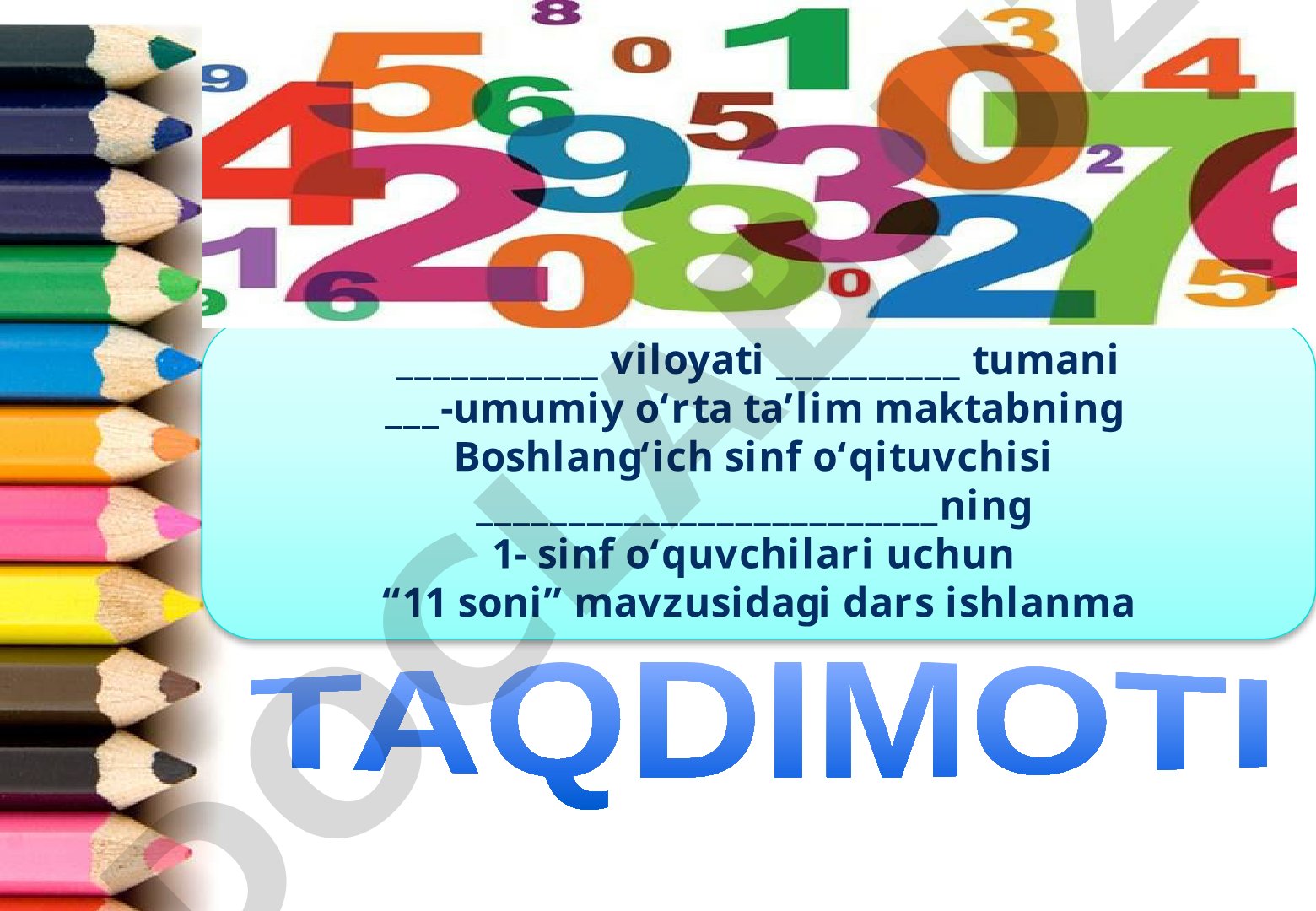 1-sinf matematika dars ishlanmasi