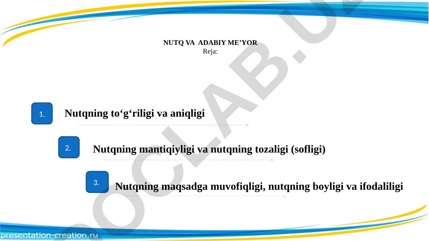 Nutq va adabiy me'yorlar