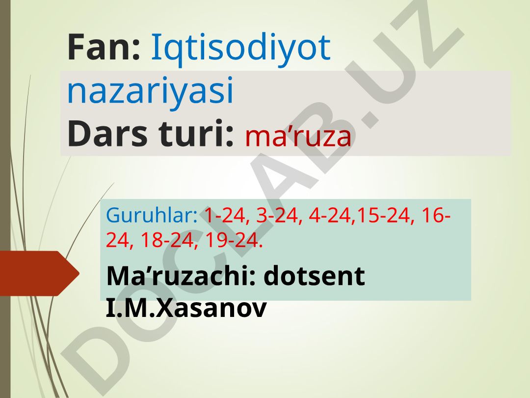 Iqtisodiyot nazariyasi ma'ruzasi: Yalpi talab va yalpi taklif tahlili