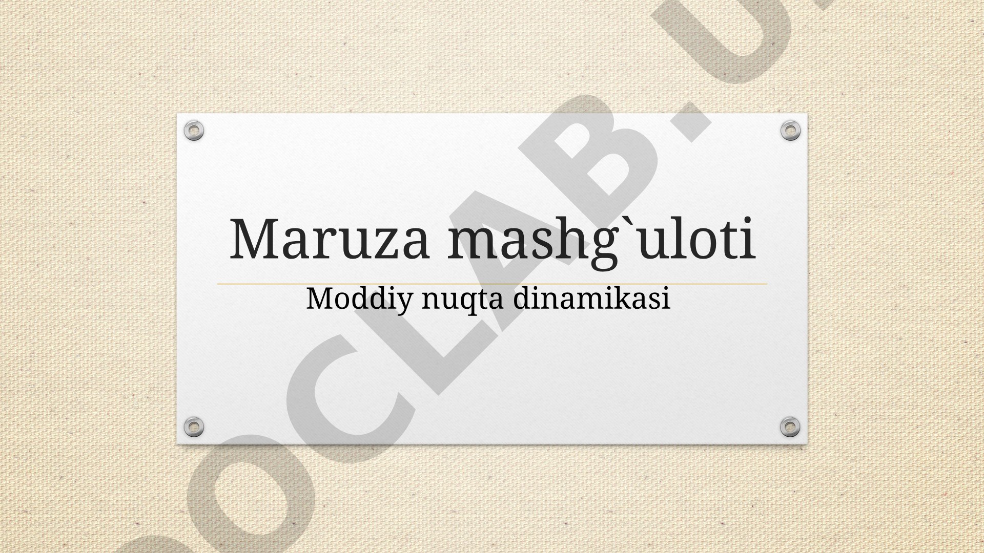 Moddiy nuqta dinamikasi
