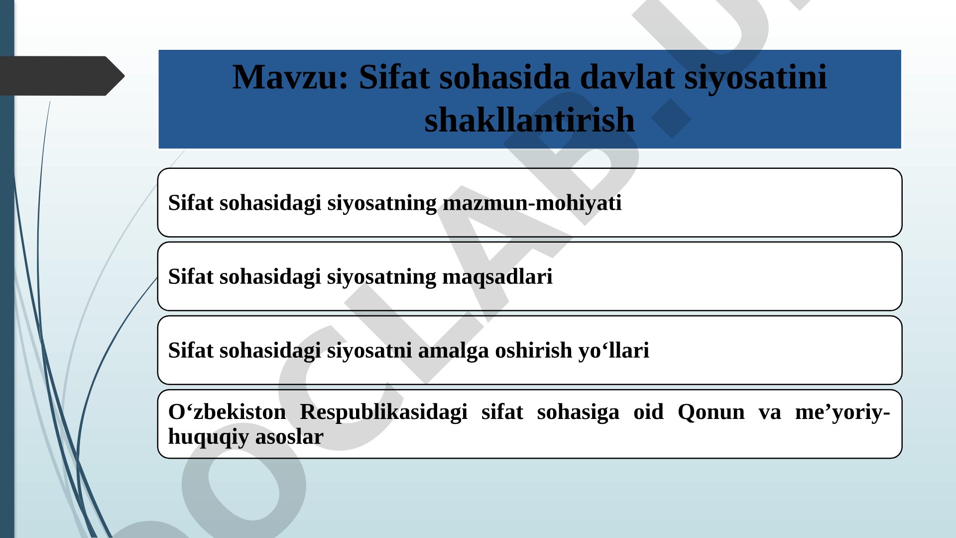 Sifat sohasida davlat siyosati taqdimoti