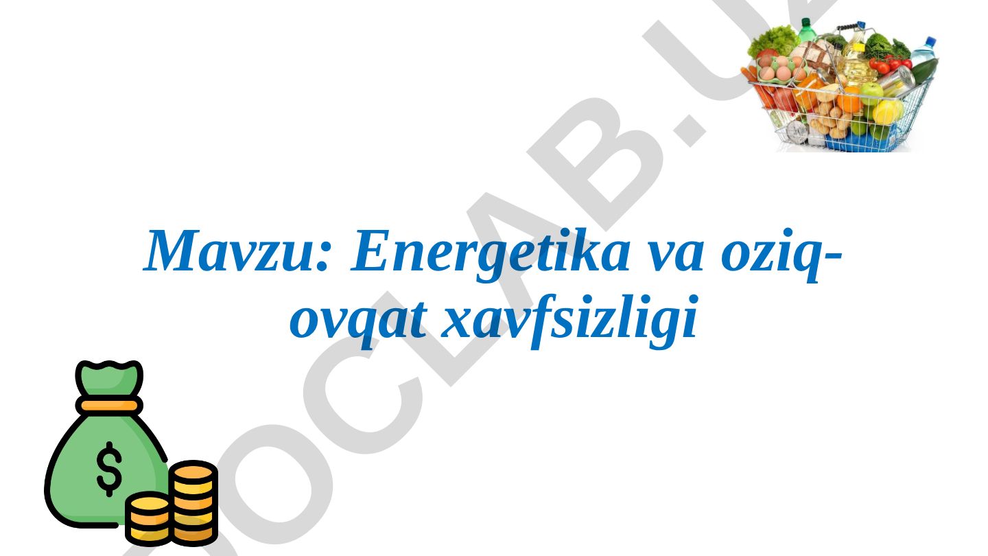 Energetika va oziq-ovqat xavfsizligi