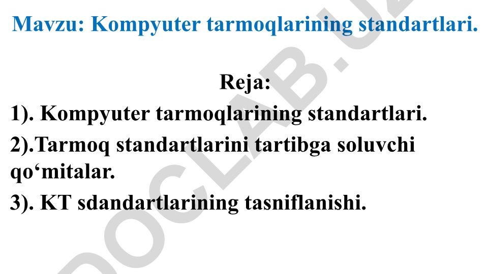 Kompyuter tarmoqlarining standartlari