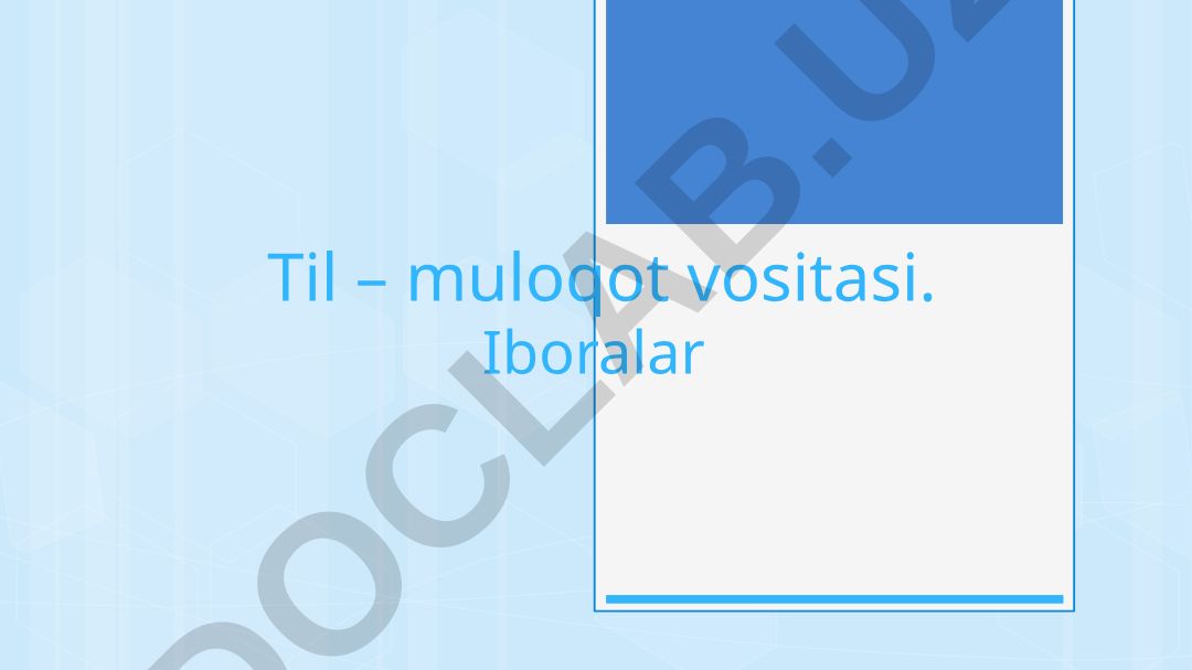 Til – muloqot vositasi. Iboralar