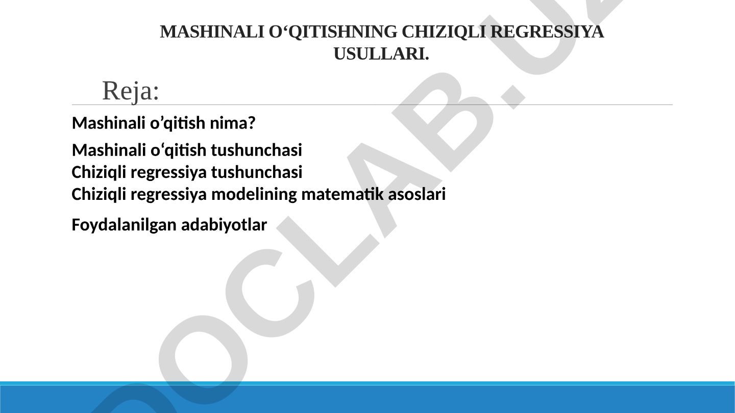 Mashinali o'qitishning chiziqli regressiya usullari