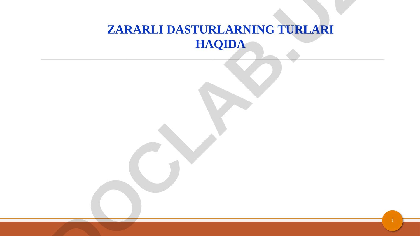 Zararli dasturlarning turlari va antivirus dasturlari