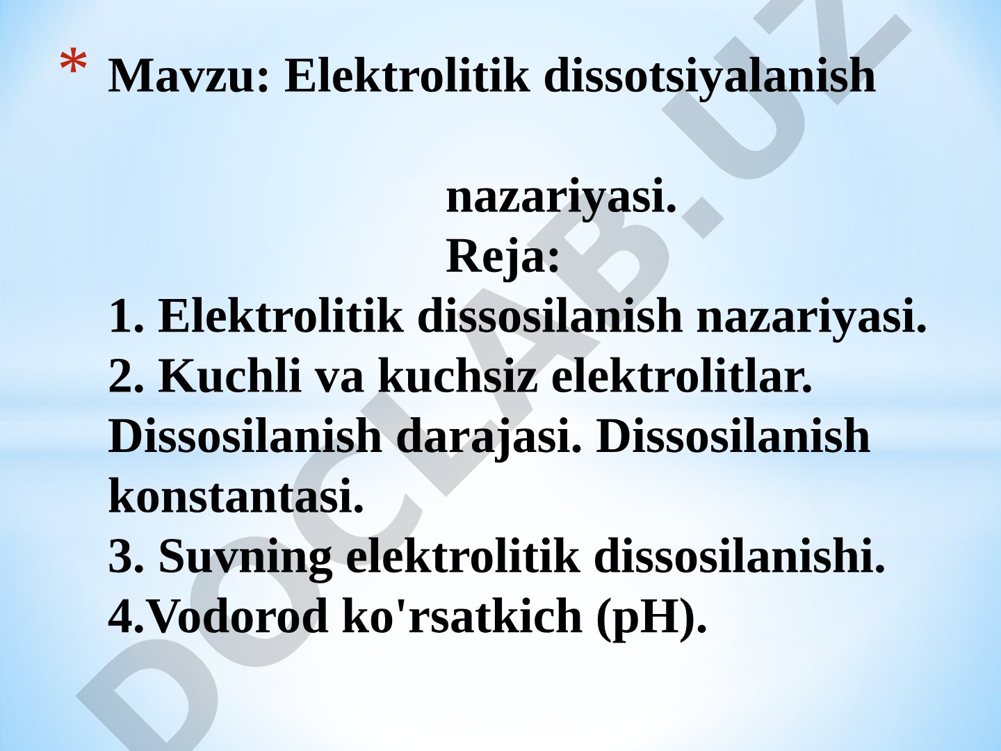 Elektrolitik dissotsialanish nazariyasi