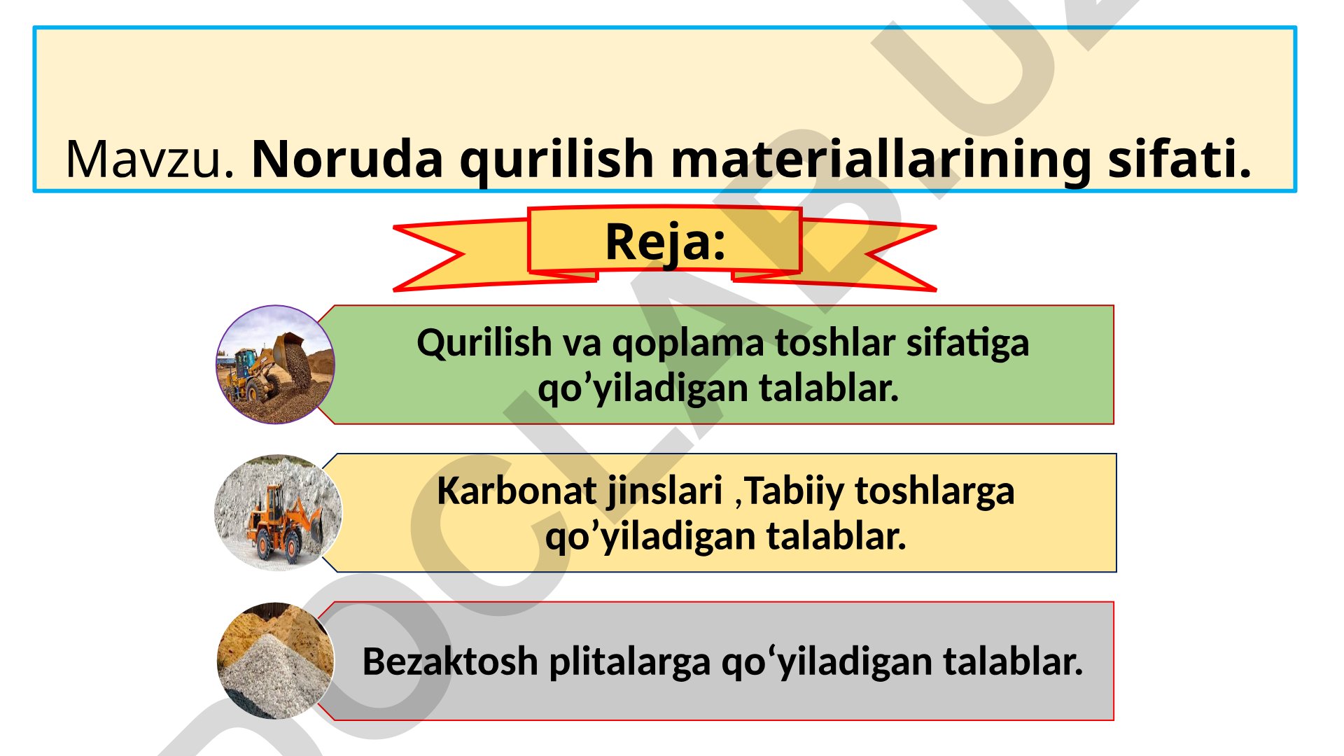 Noruda qurilish materiallarining sifati