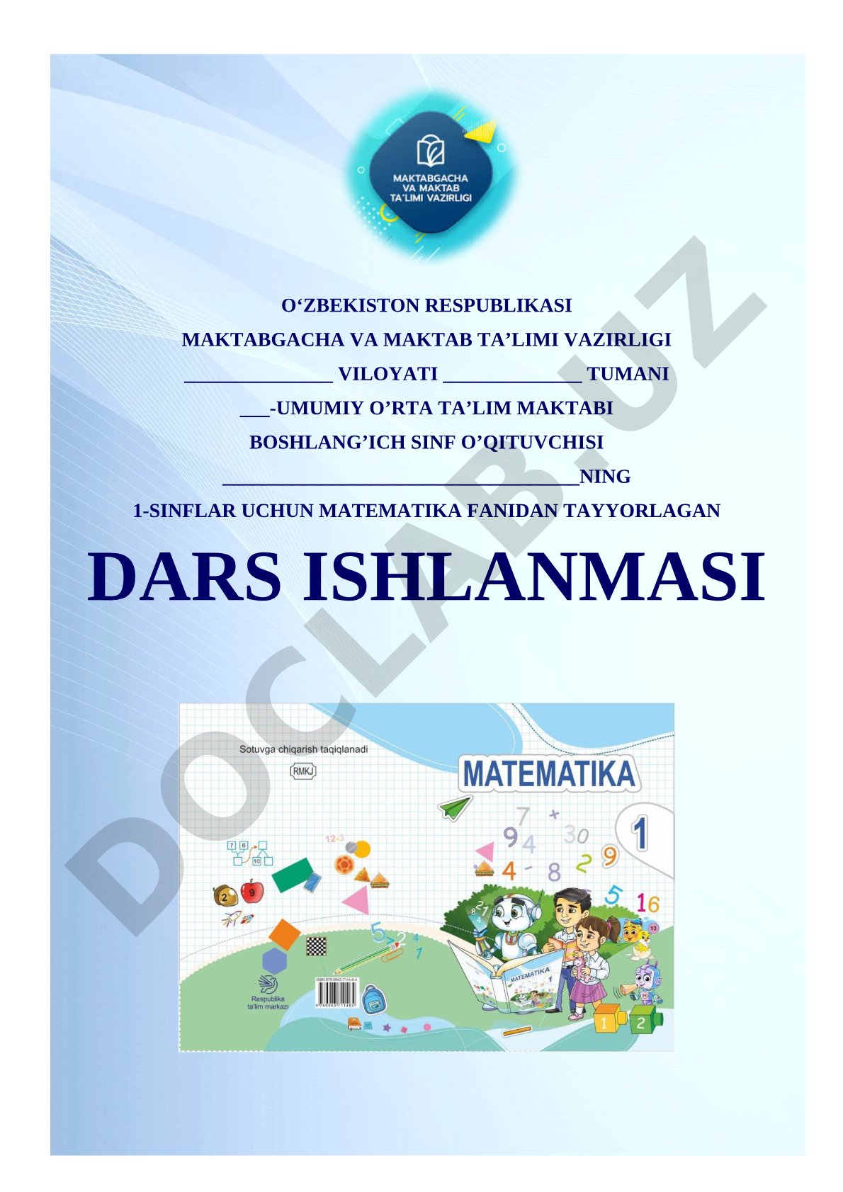 Boshlang'ich sinf matematika dars ishlanmasi