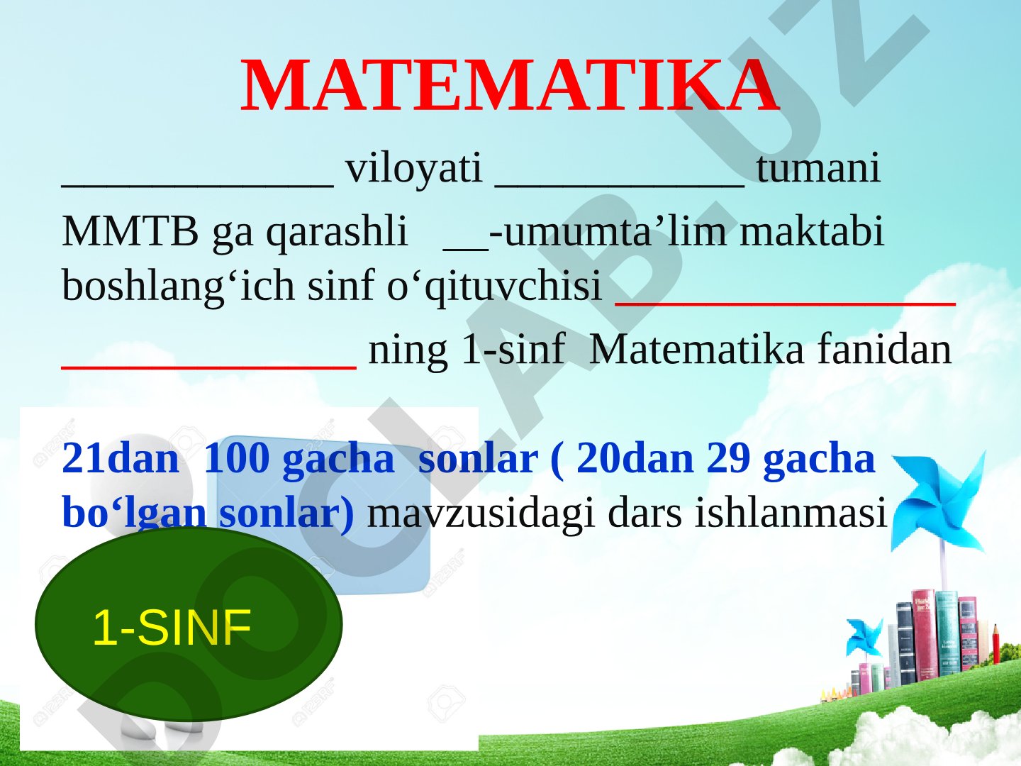1-sinf matematika dars ishlanmasi
