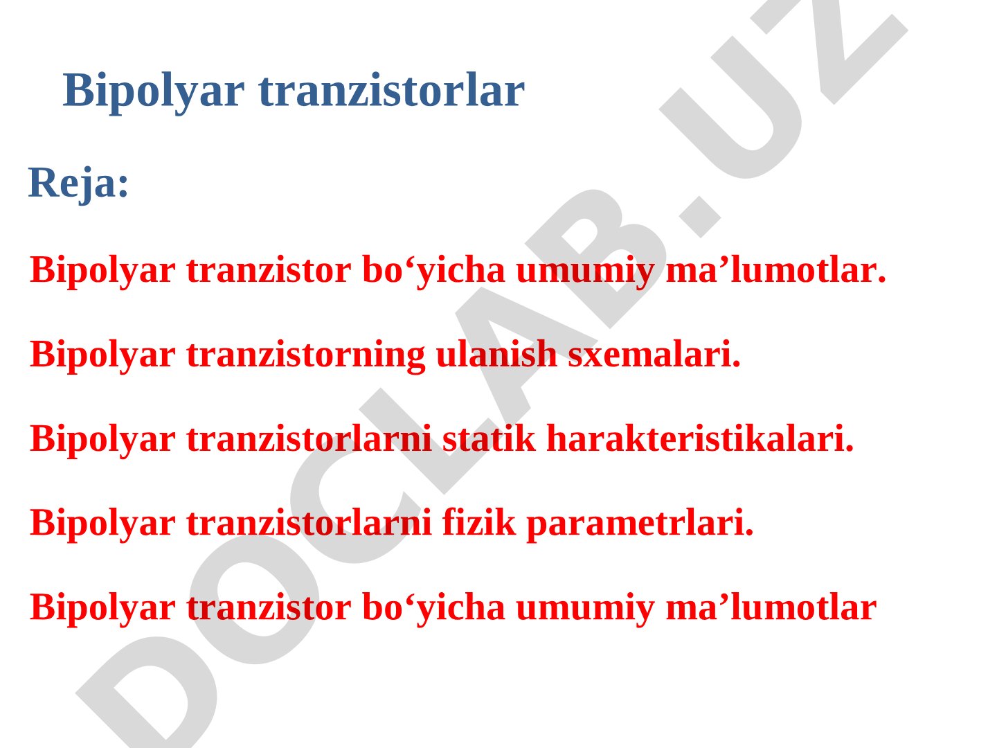 Bipolyar tranzistor taqdimoti