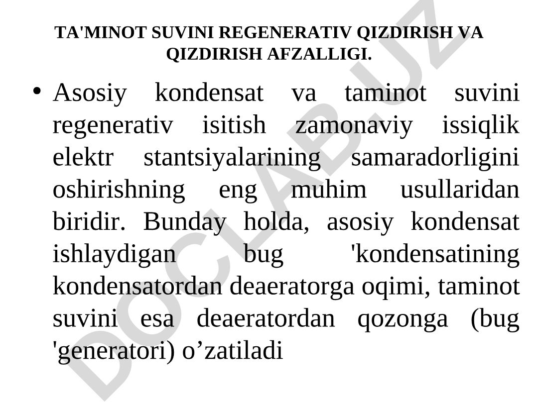 Ta'minot suvini regenerativ qizdirish va qizdirish afzalligi