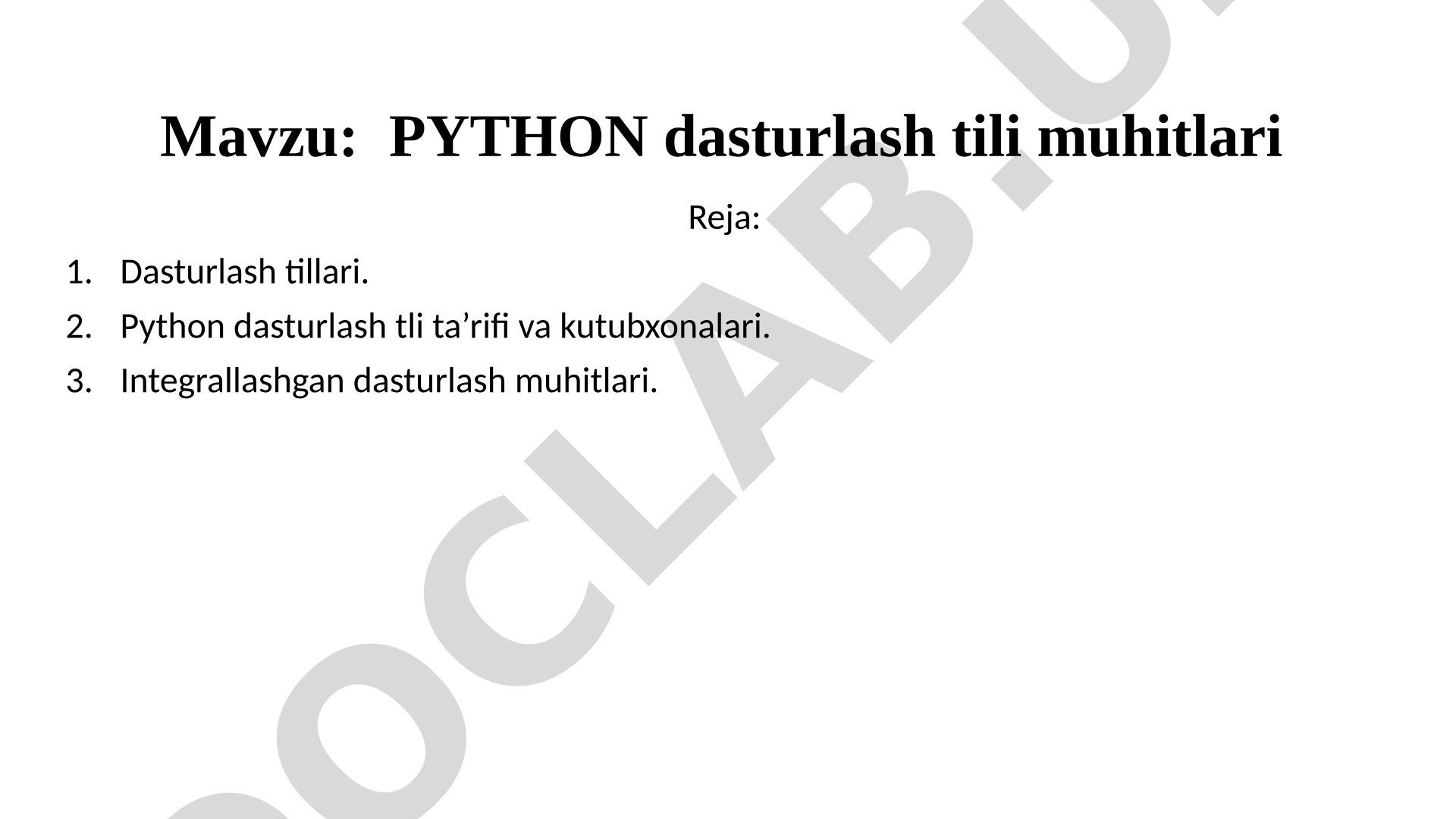 Python dasturlash tili taqdimoti