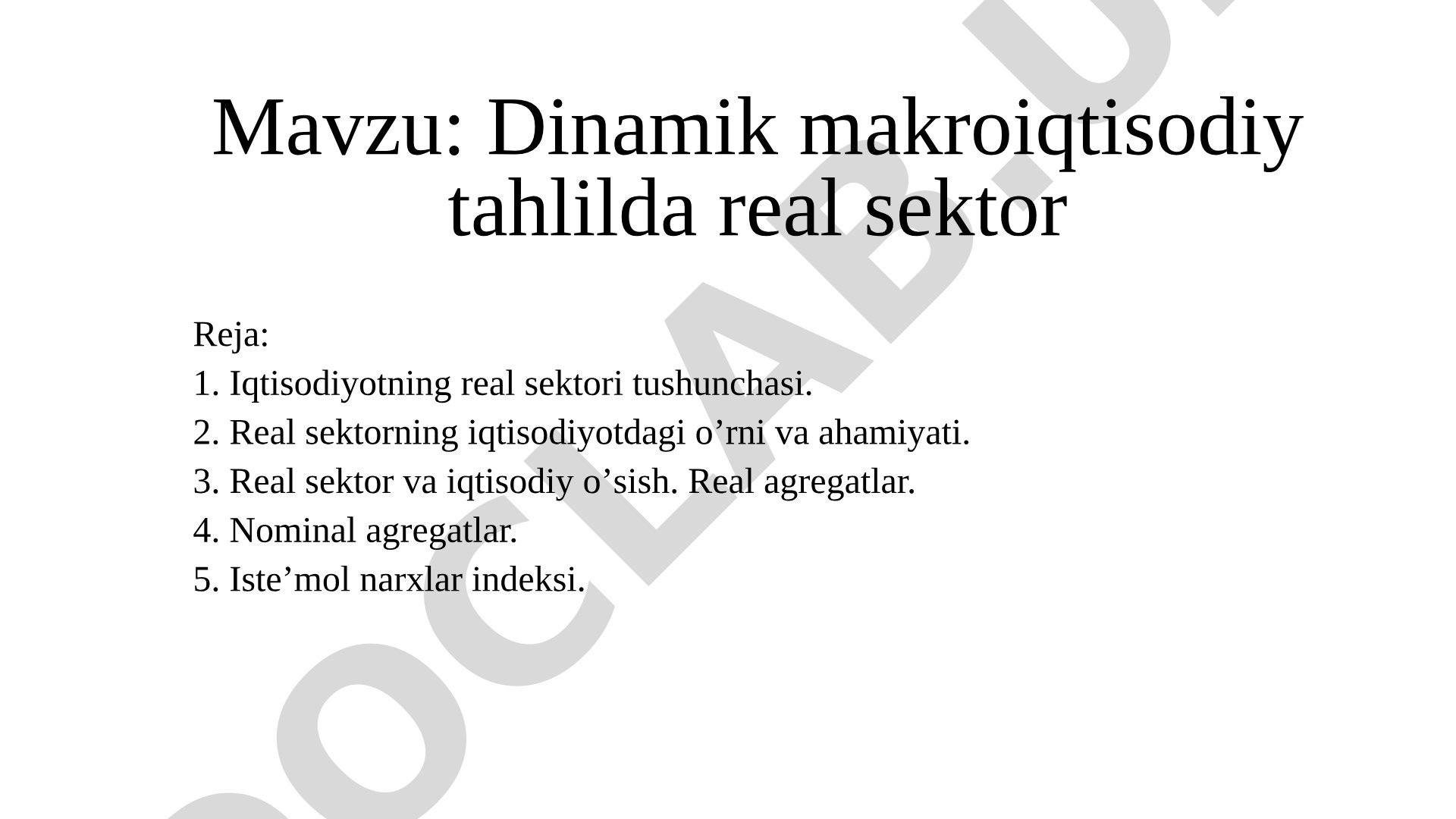 Dinamik makroiqtisodiy tahlil taqdimoti