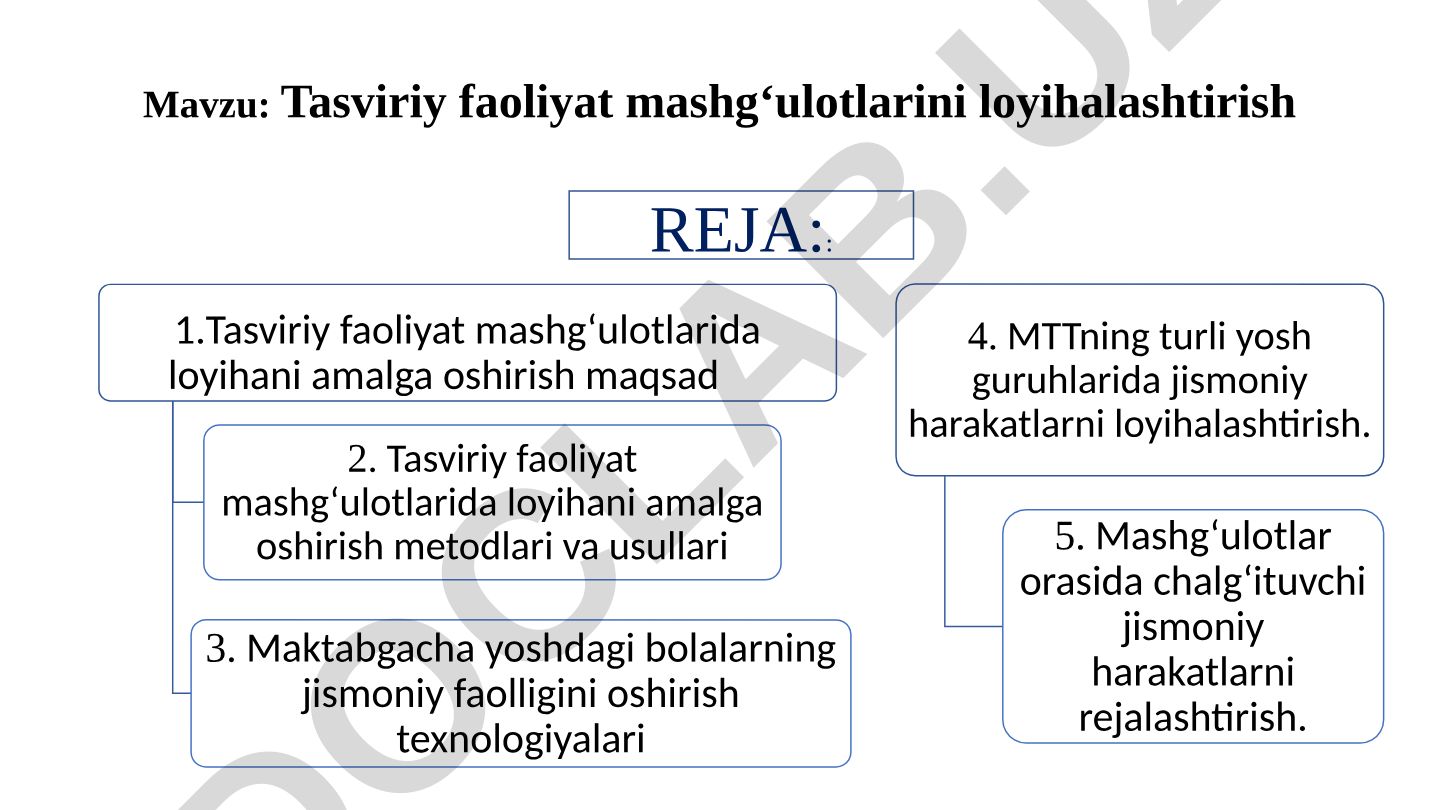 Tasviriy faoliyat mashg‘ulotlarini loyihalashtirish