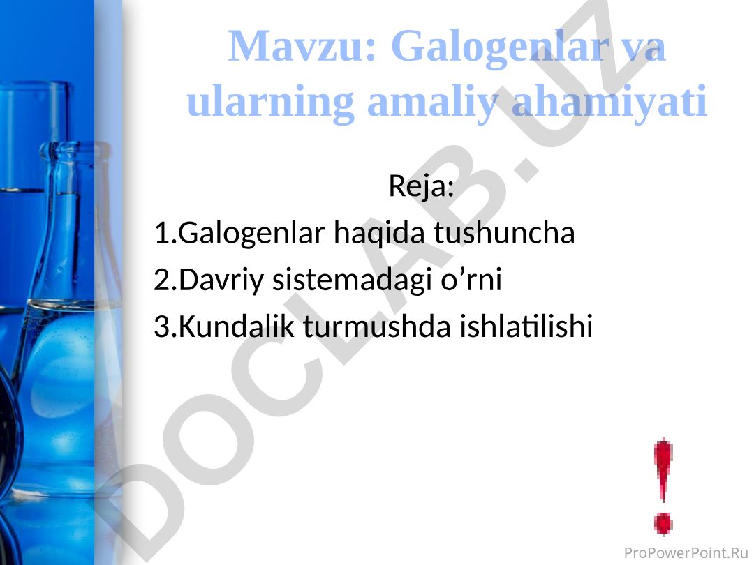 Galogenlar va ularning amaliy ahamiyati