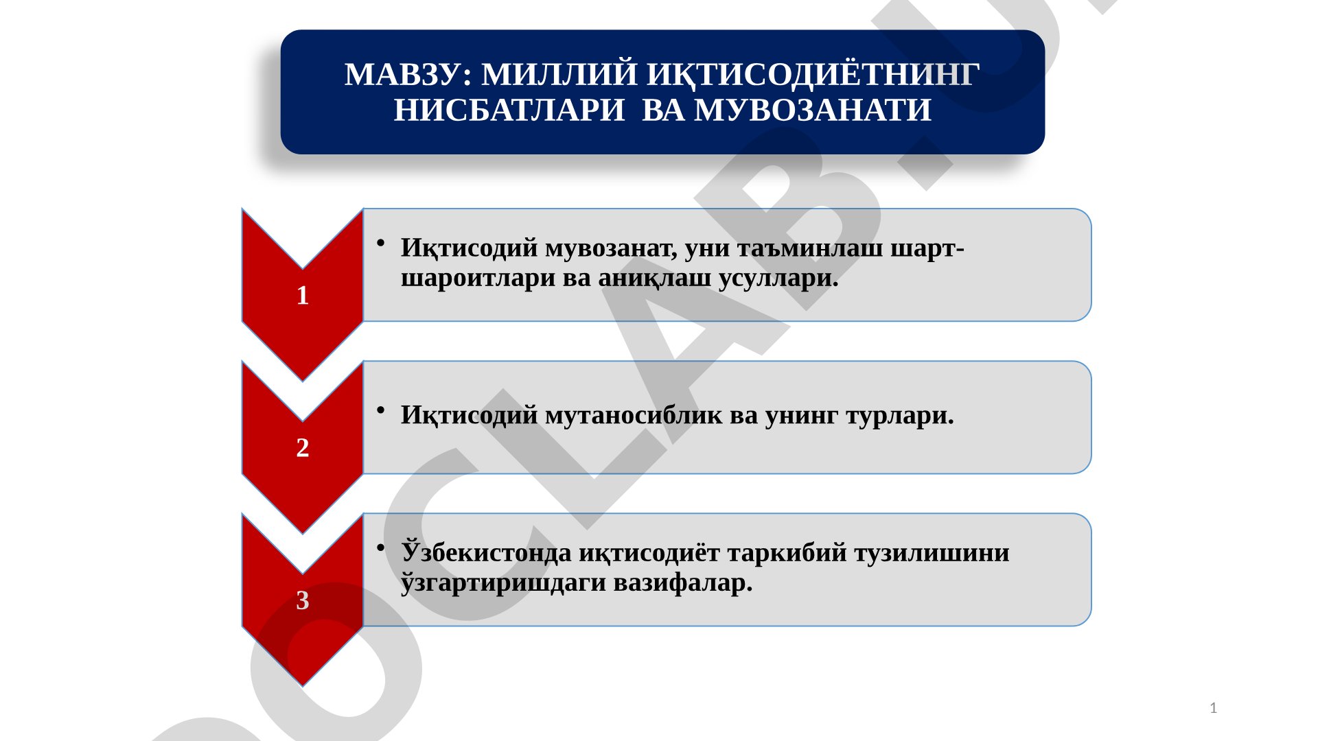 Iqtisodiy muvozanat taqdimoti