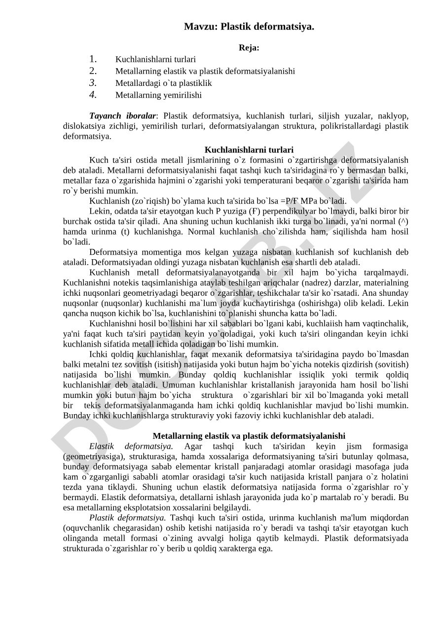 Plastik deformatsiya