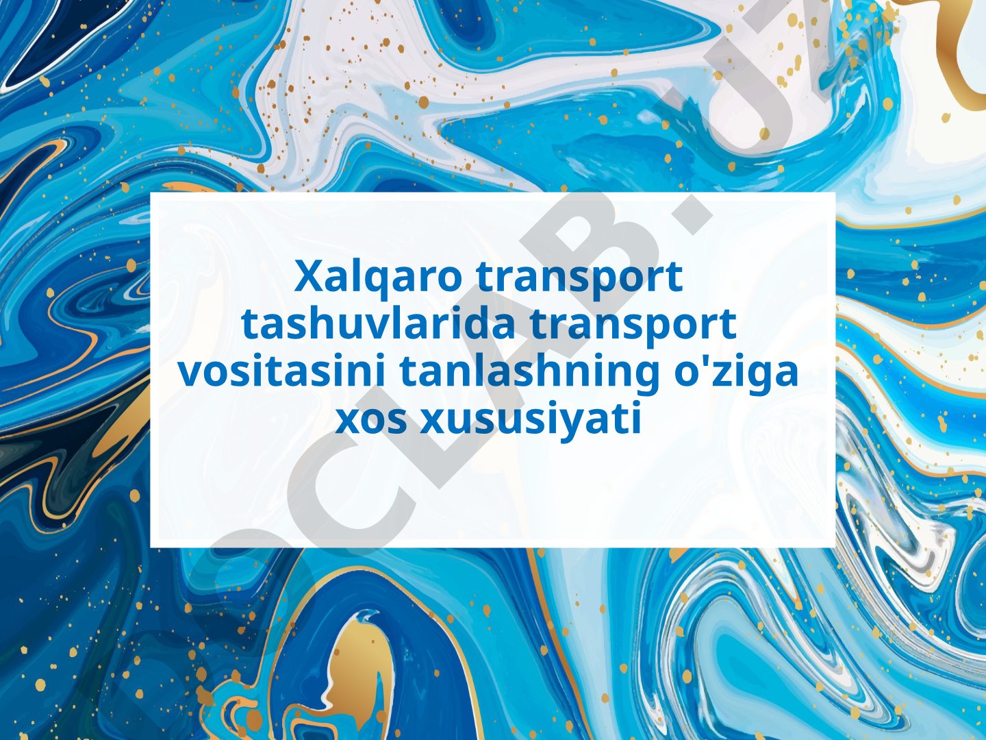 Yuk avtomobillarini tanlash taqdimoti
