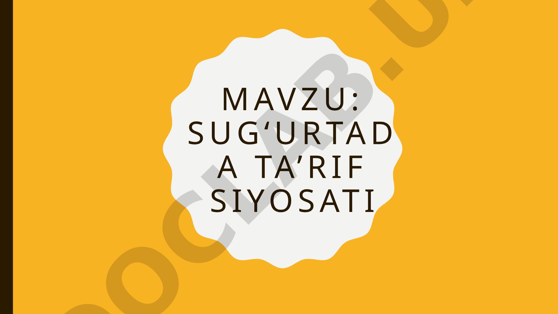 Sug'urta ta'rifi taqdimoti
