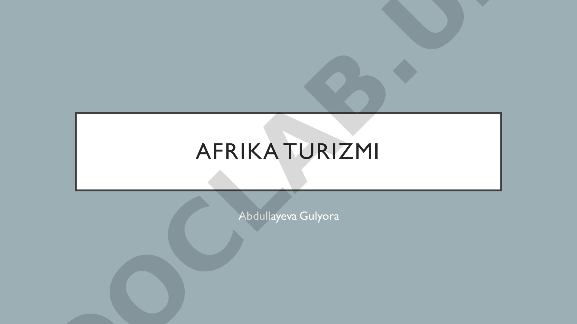 Afrika turizmi haqida maqola