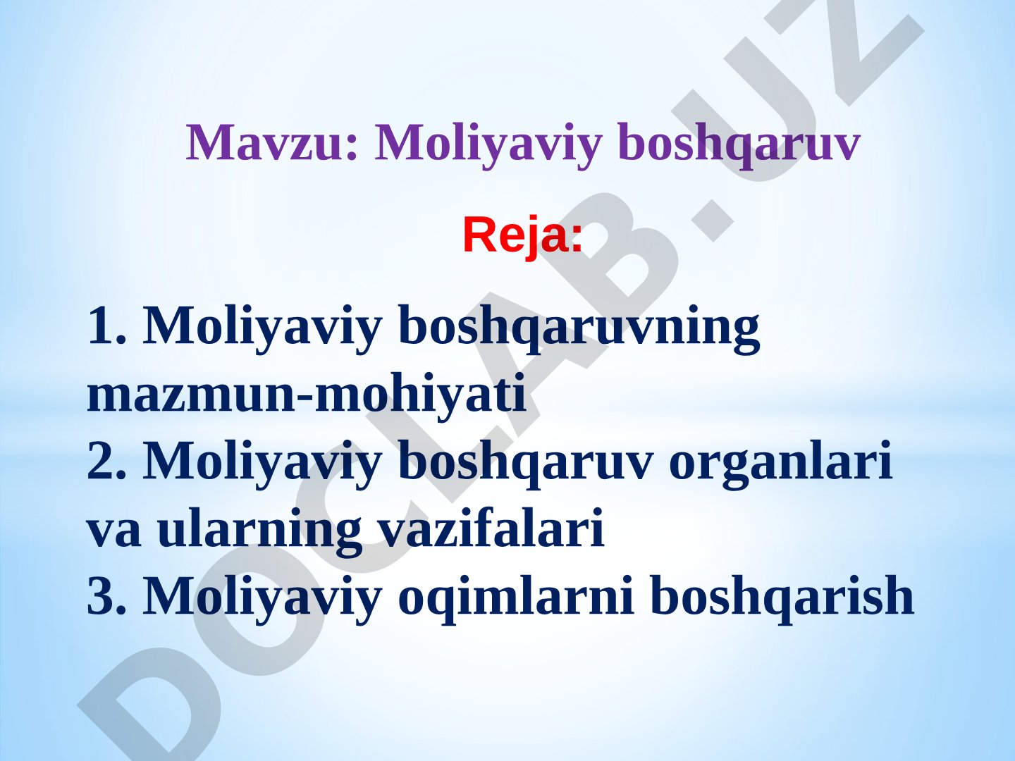 Moliyaviy boshqaruv taqdimoti