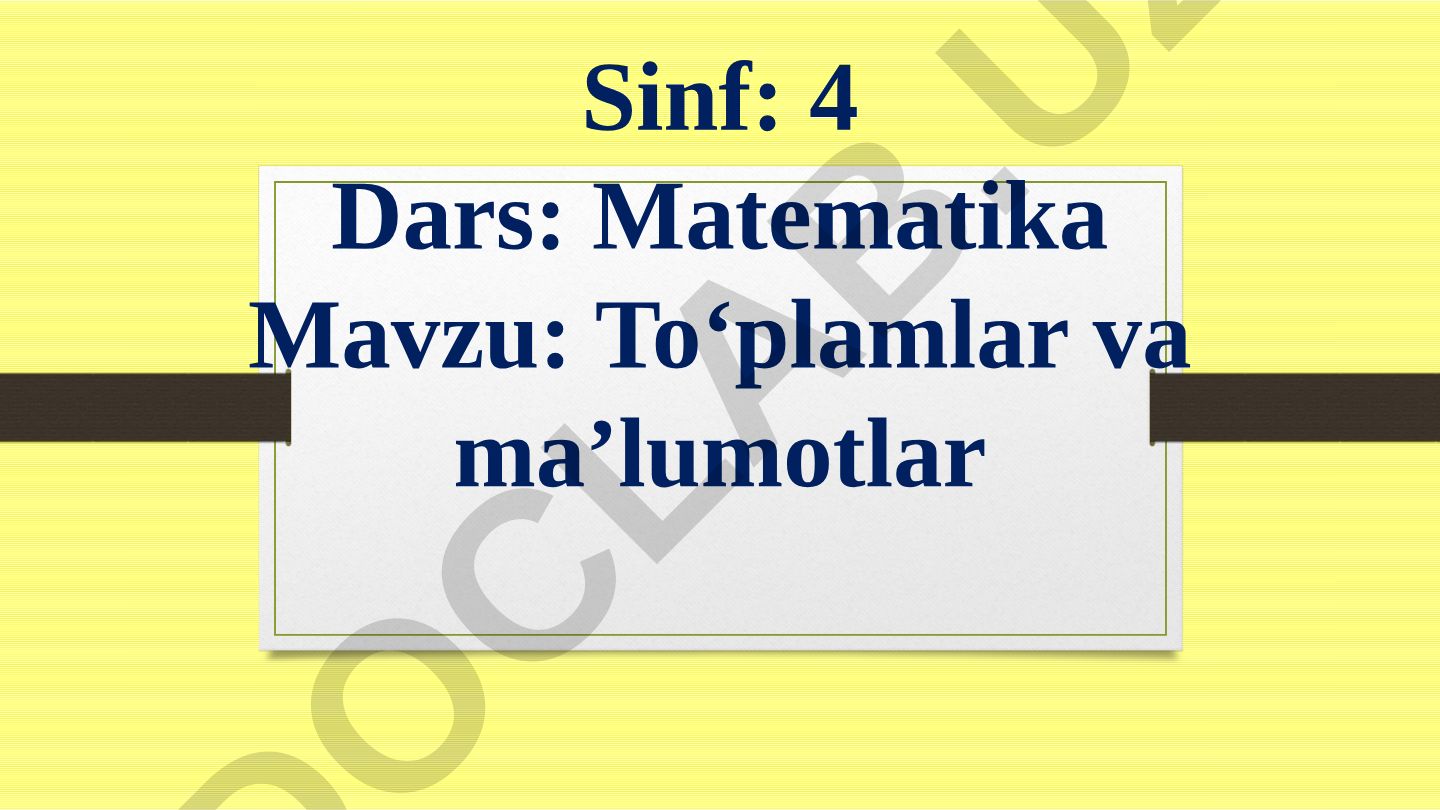 To‘plamlar va ma’lumotlar
