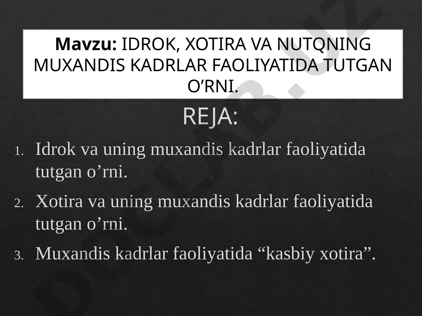 Muxandis kadrlar faoliyati taqdimoti