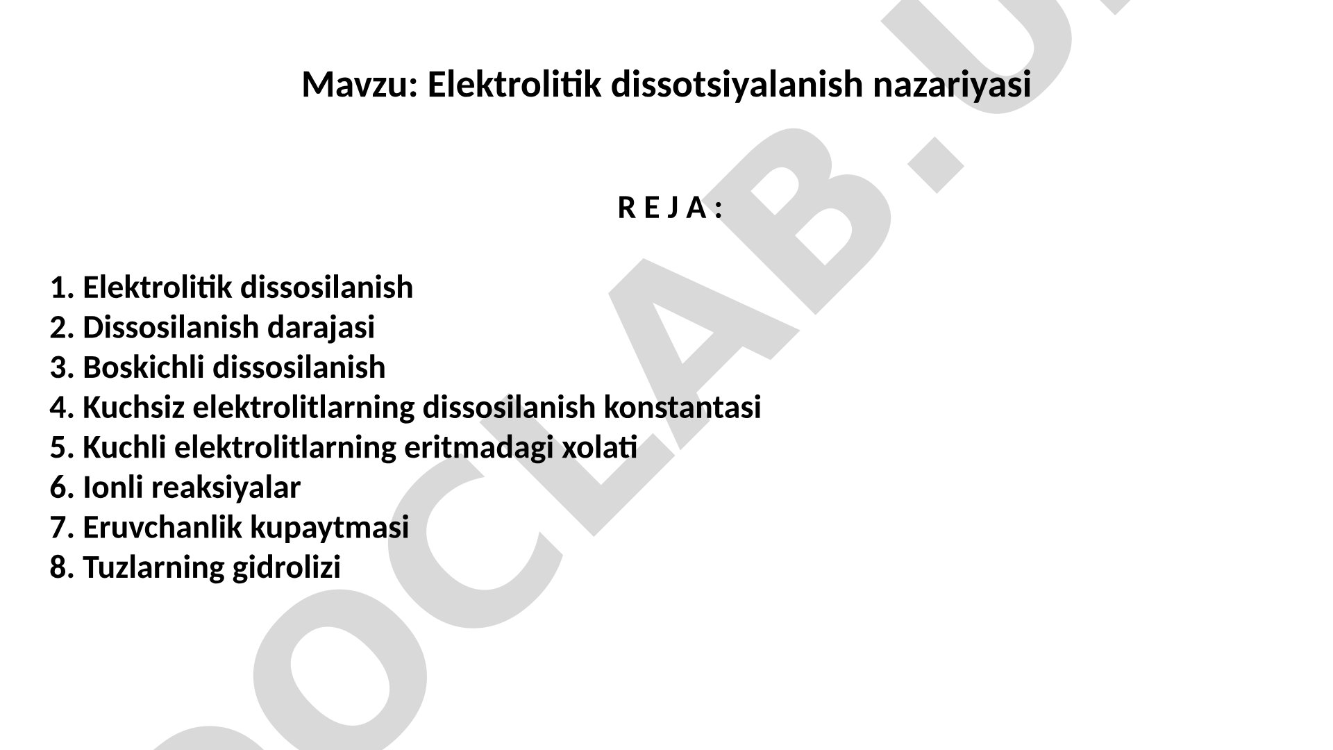 Elektrolitik dissotsiyalanish nazariyasi