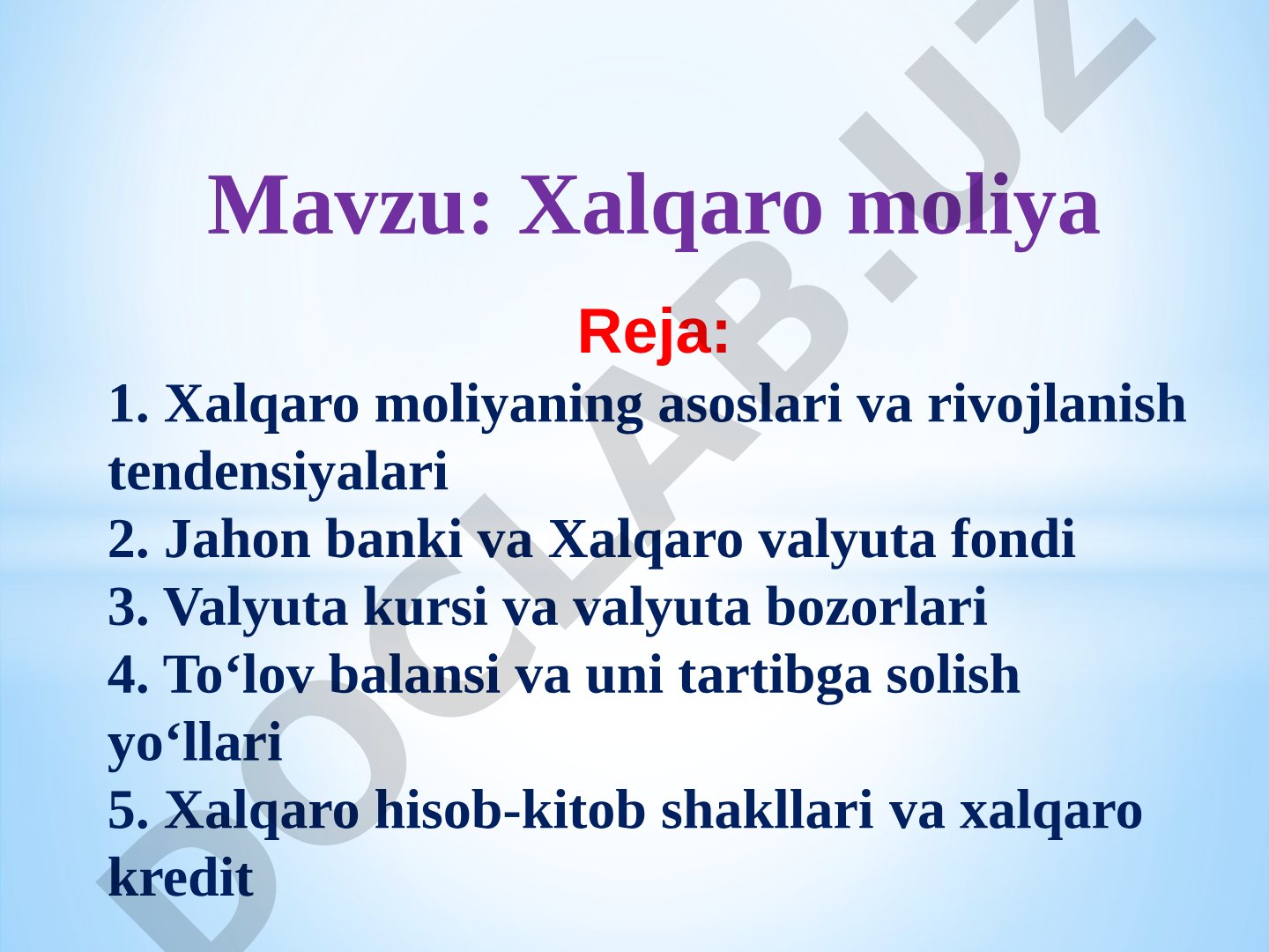 Xalqaro moliya taqdimoti