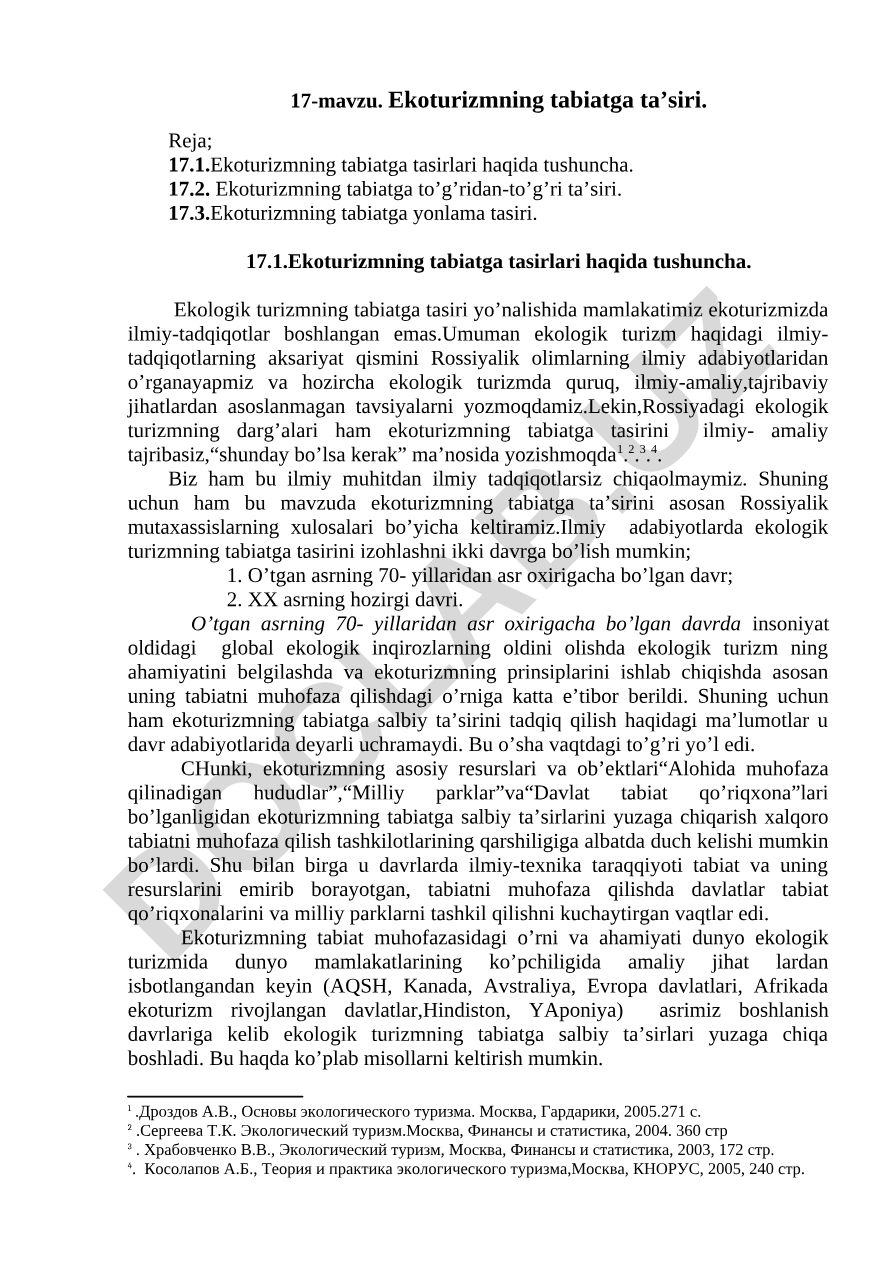 Ekoturizmning tabiatga ta'siri