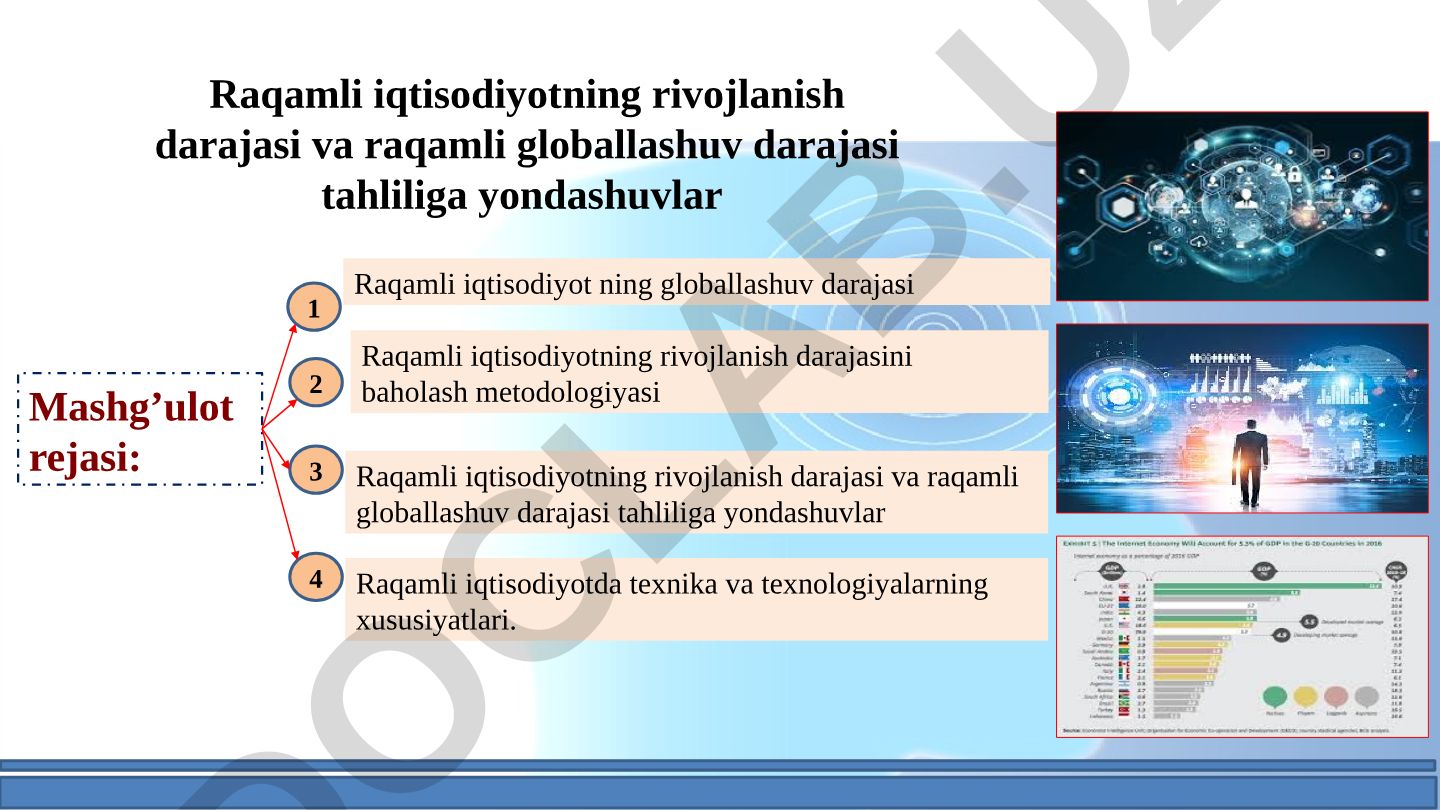 Raqamli iqtisodiyotning rivojlanish darajasi va raqamli globallashuv darajasi tahliliga yondashuvlar