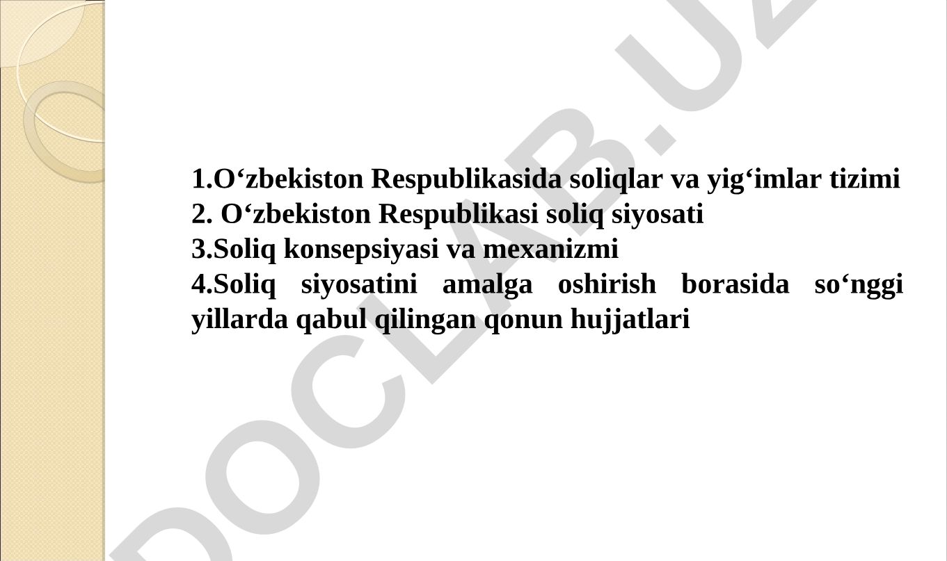 Oʻzbekiston Respublikasi soliq siyosati