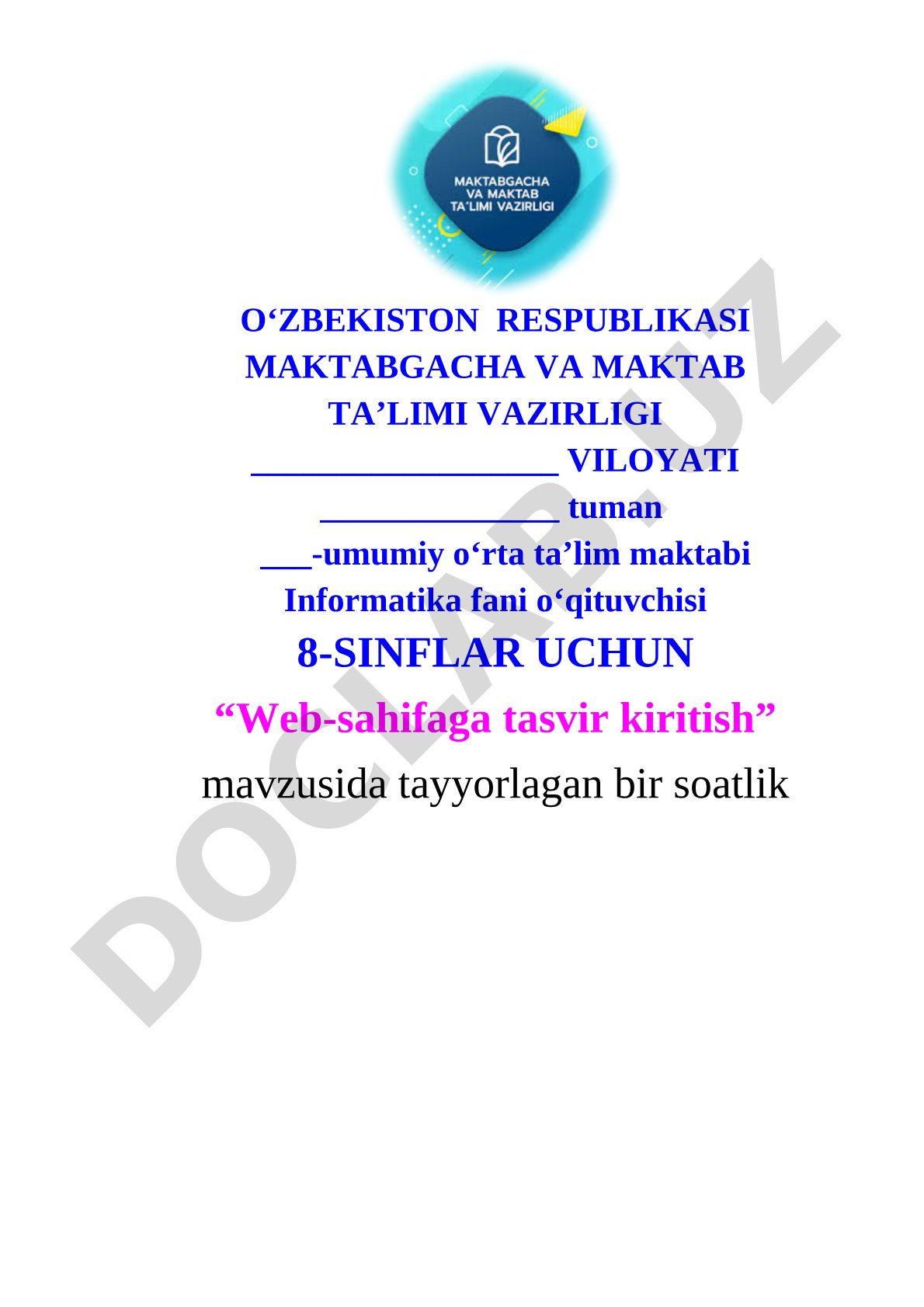 Informatika dars ishlanmasi
